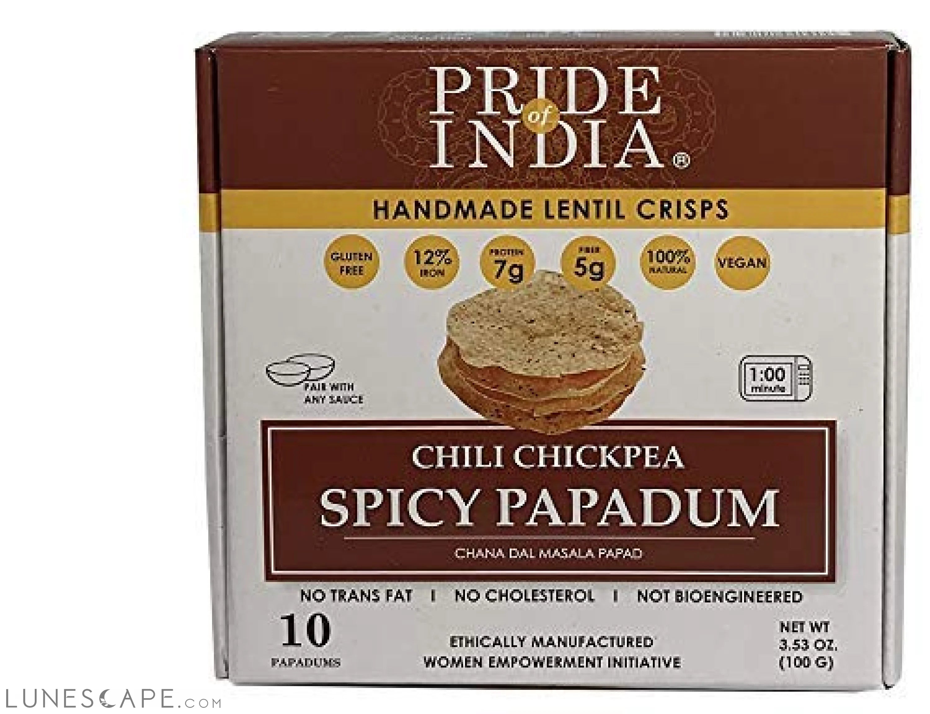Spicy Chickpea Masala Papadum Lentil Crisp - Pack of 6 LUNESCAPE