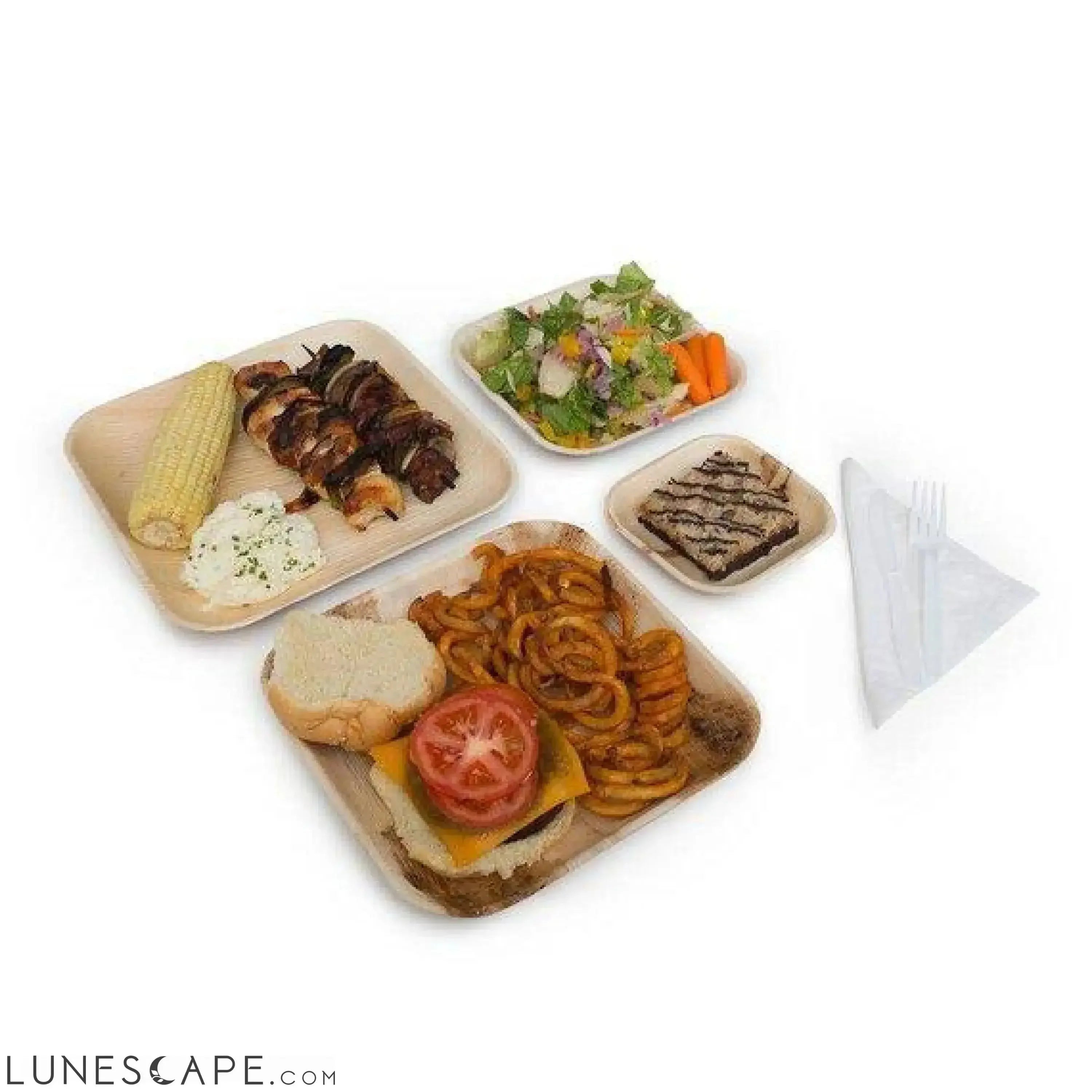 Square Palm Leaf Dinner Plates - Mixed Sizes LUNESCAPE