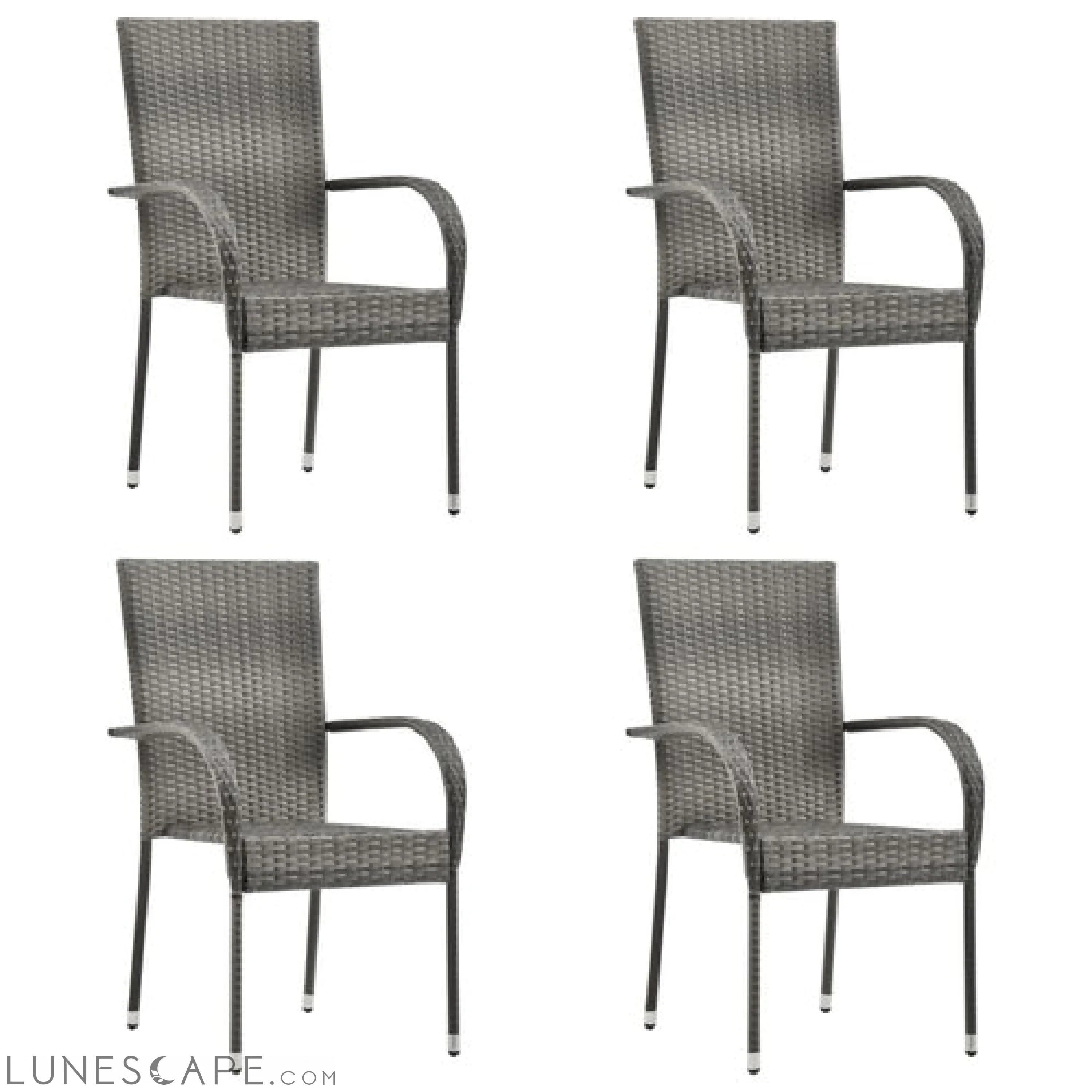 Stackable Outdoor Chairs 2 pcs Gray Poly Rattan LUNESCAPE