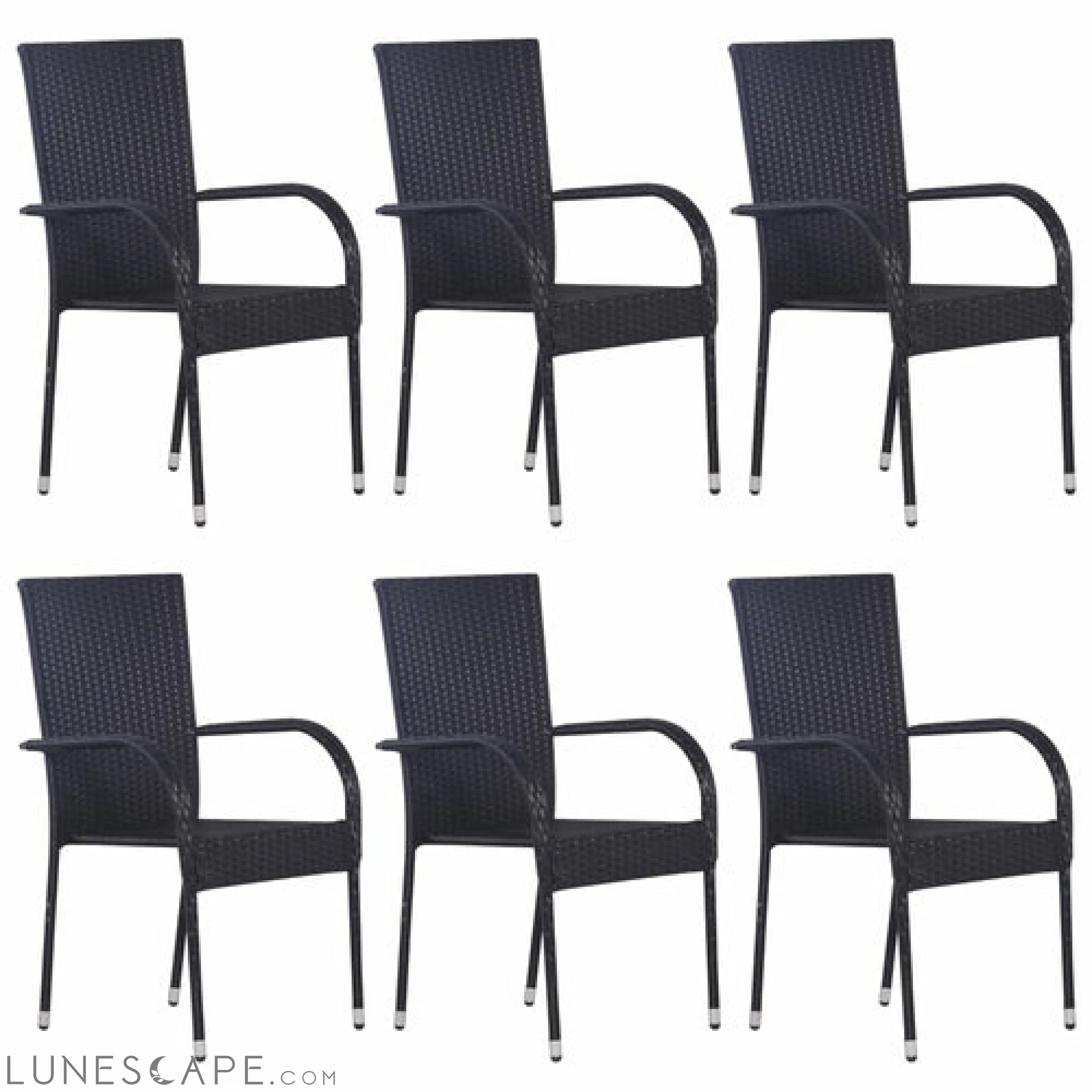 Stackable Outdoor Chairs 2 pcs Gray Poly Rattan LUNESCAPE