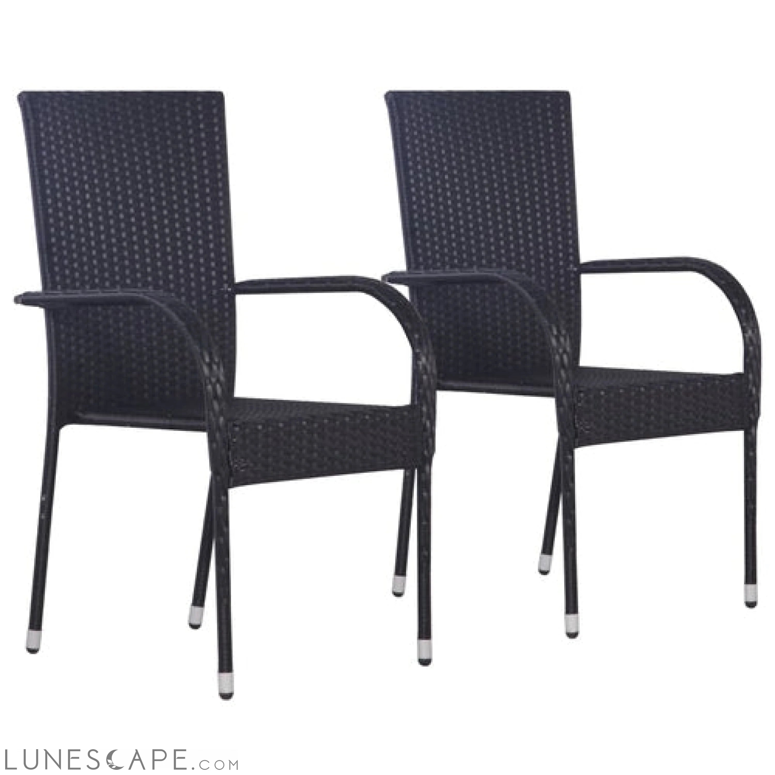Stackable Outdoor Chairs 2 pcs Gray Poly Rattan LUNESCAPE