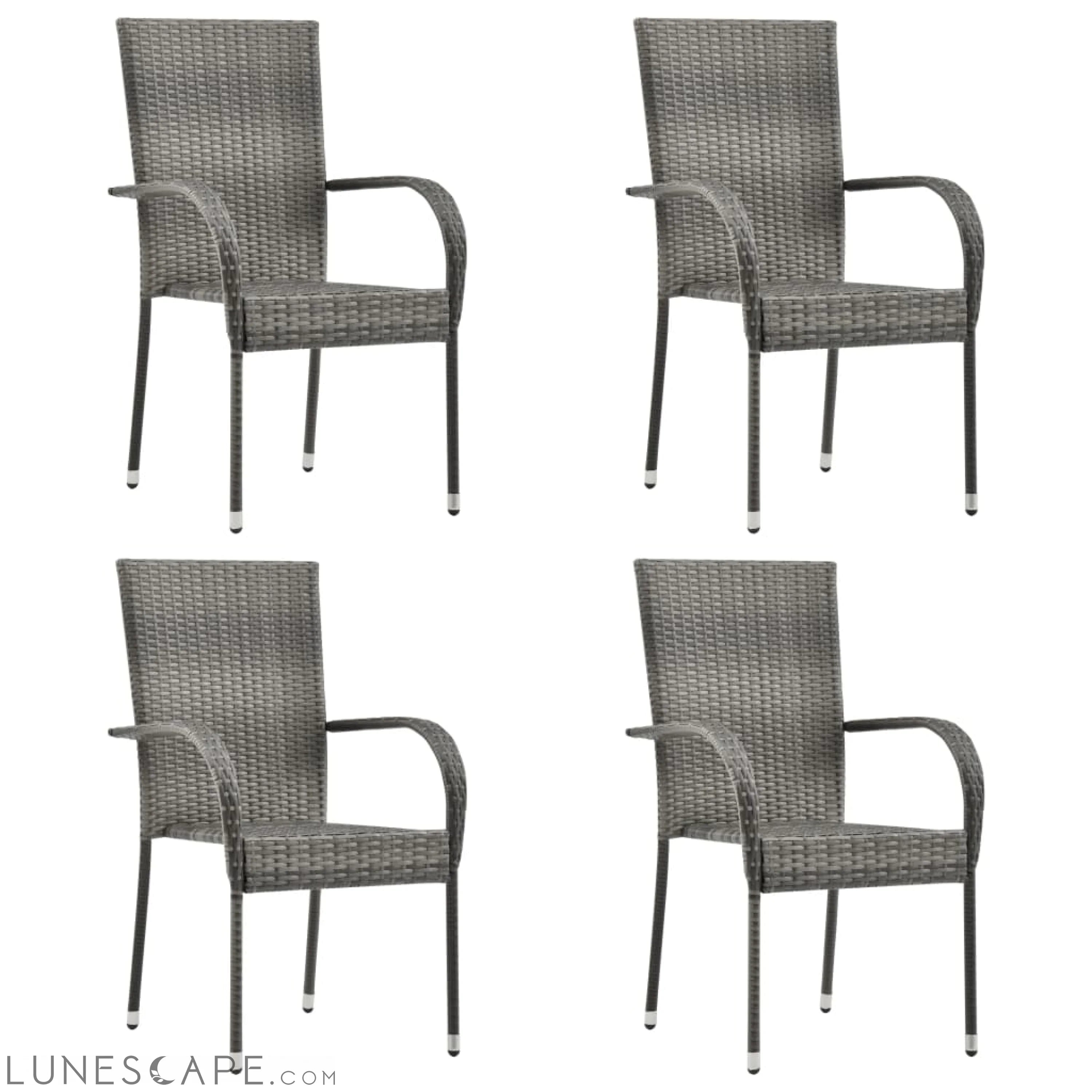 Stackable Outdoor Chairs 2 pcs Gray Poly Rattan LUNESCAPE