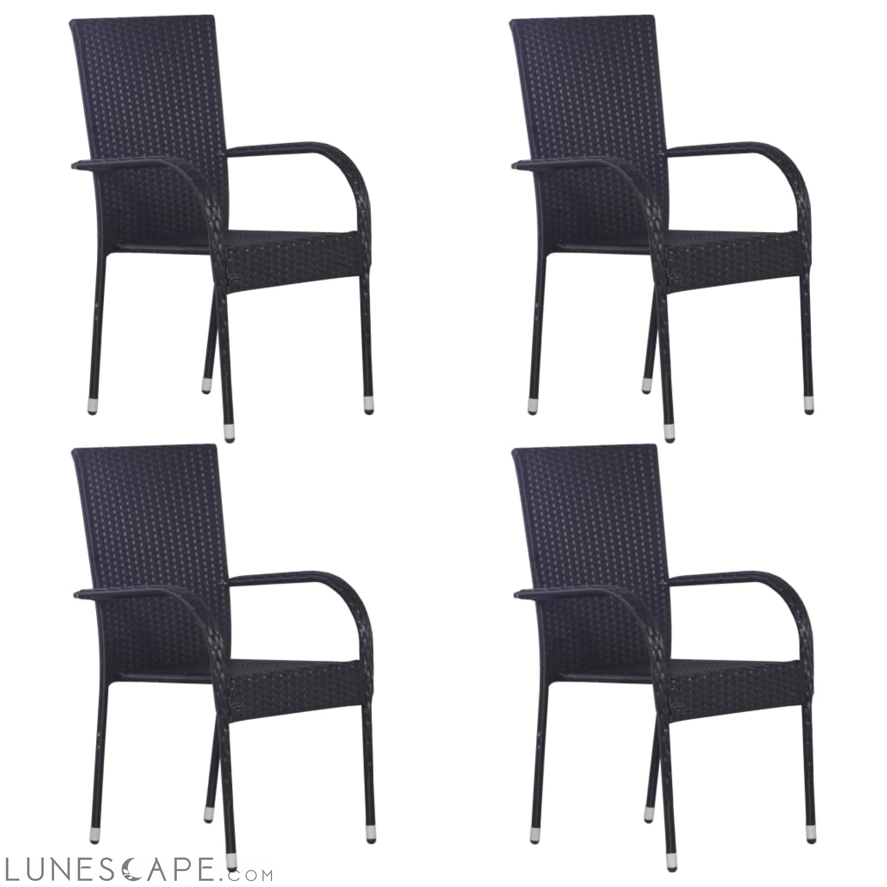 Stackable Outdoor Chairs 2 pcs Gray Poly Rattan LUNESCAPE