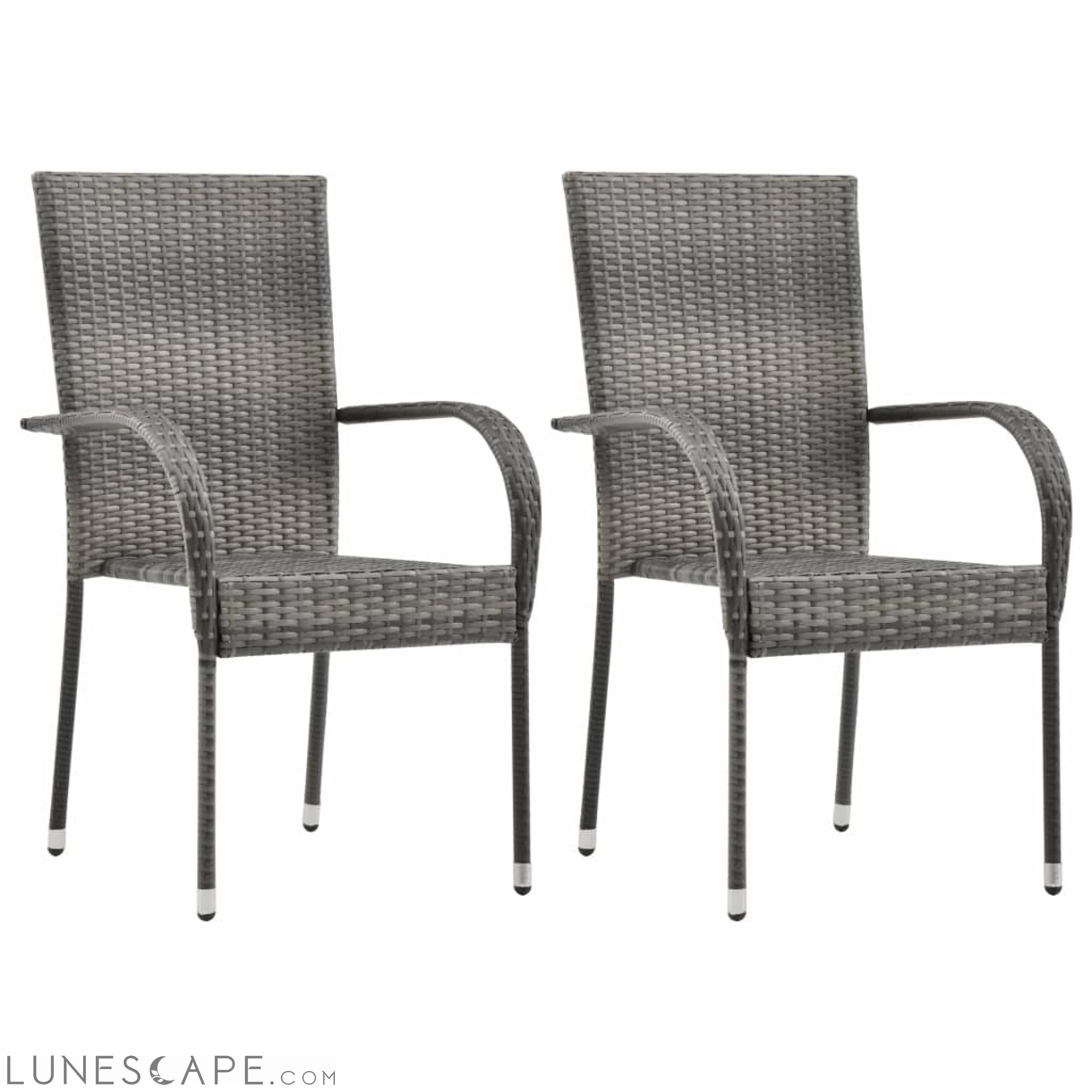 Stackable Outdoor Chairs 2 pcs Gray Poly Rattan LUNESCAPE