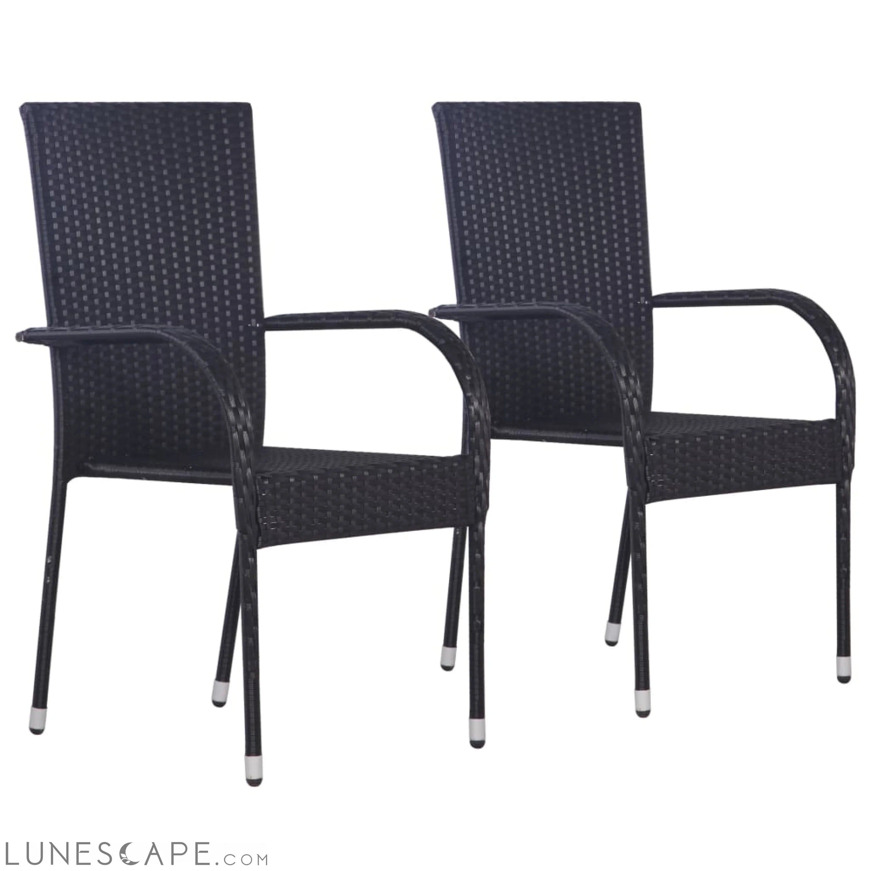 Stackable Outdoor Chairs 2 pcs Gray Poly Rattan LUNESCAPE