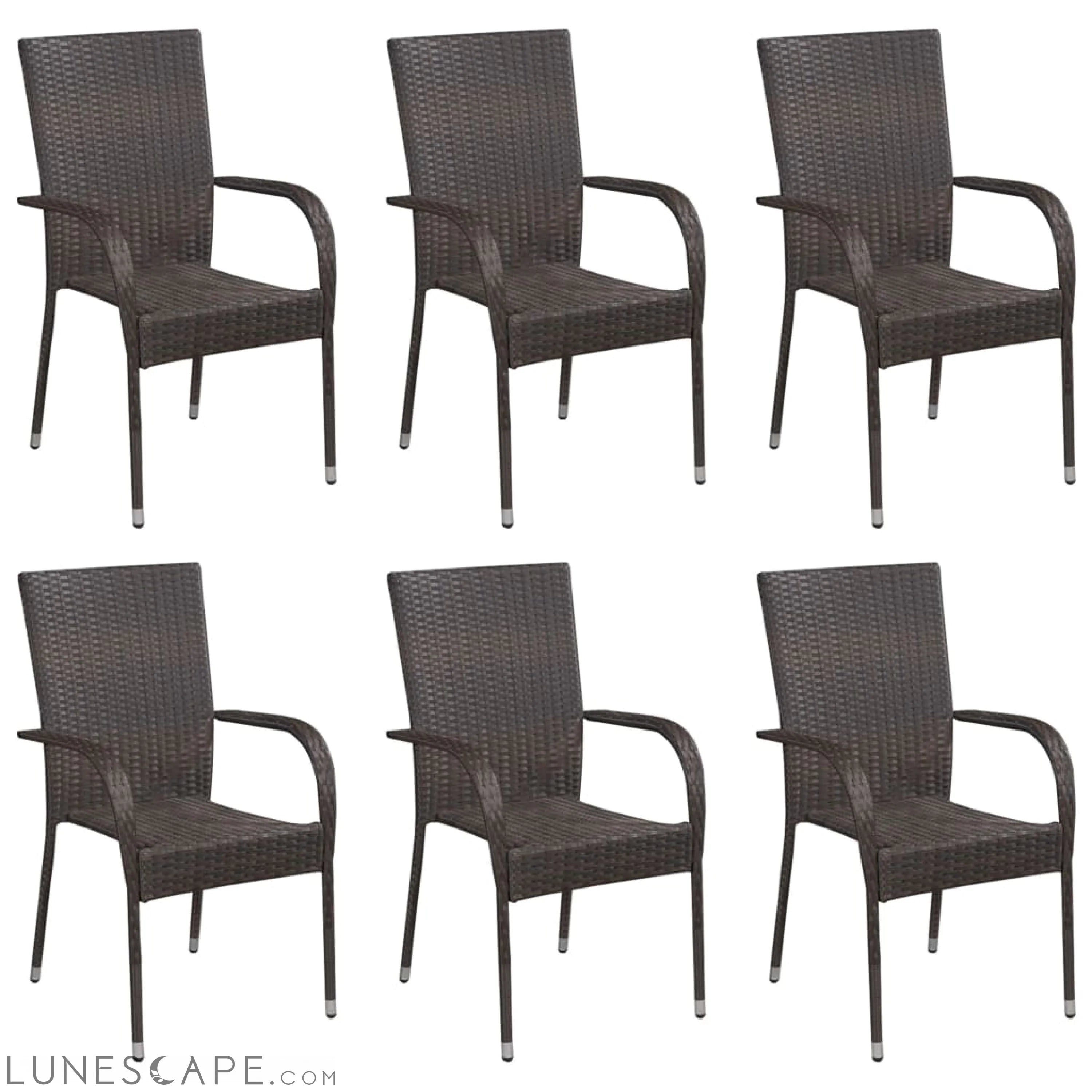 Stackable Outdoor Chairs 2 pcs Gray Poly Rattan LUNESCAPE