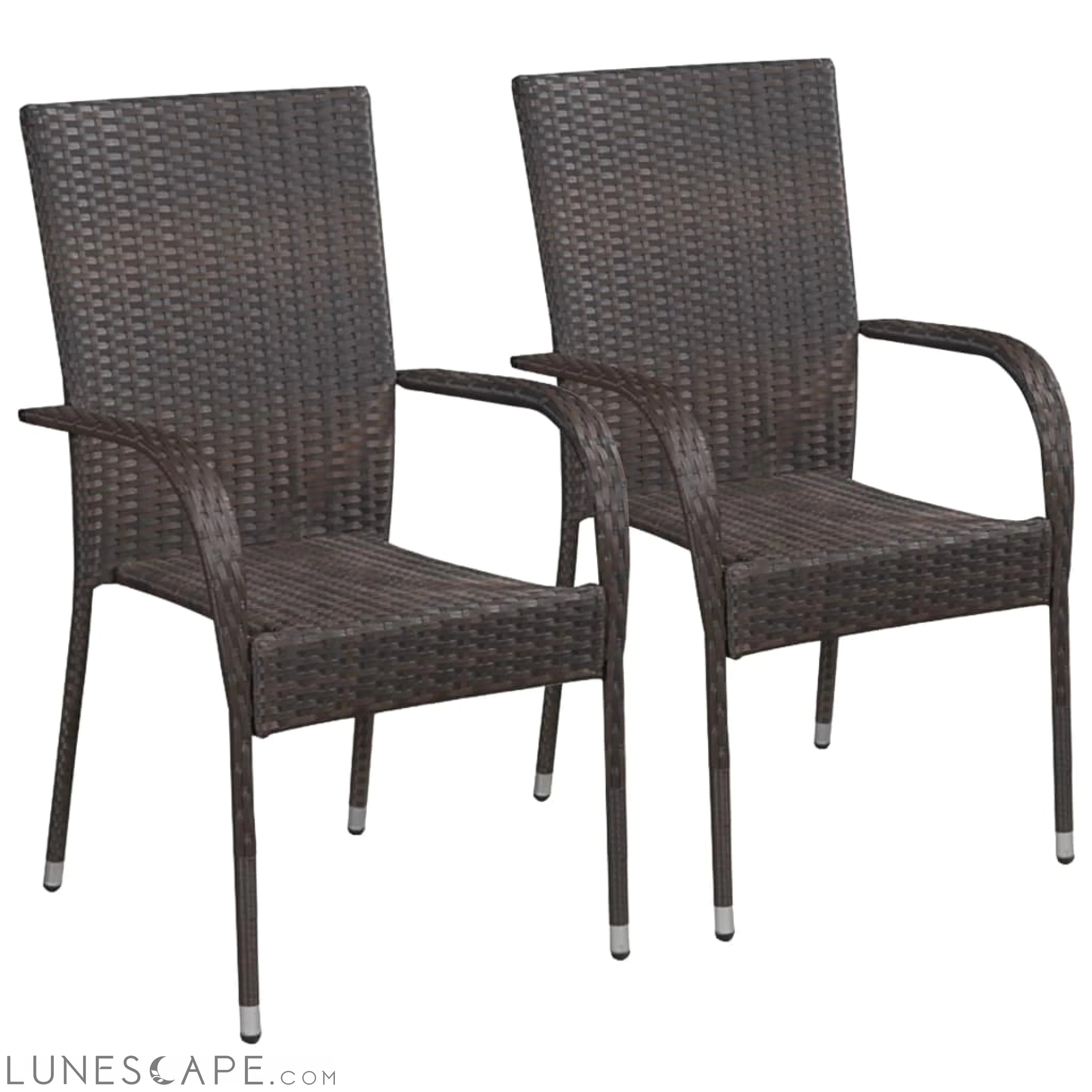 Stackable Outdoor Chairs 2 pcs Gray Poly Rattan LUNESCAPE
