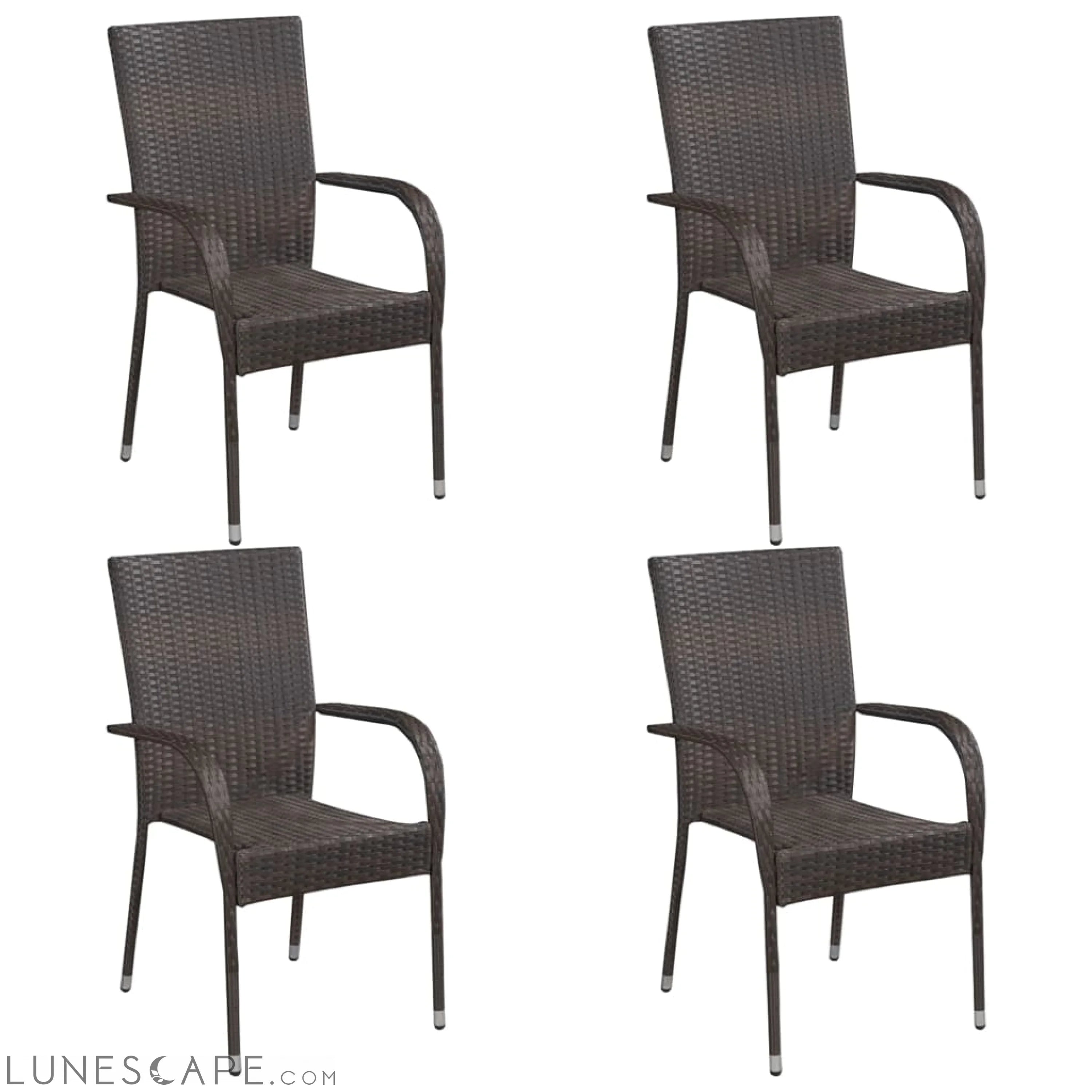 Stackable Outdoor Chairs 2 pcs Gray Poly Rattan LUNESCAPE