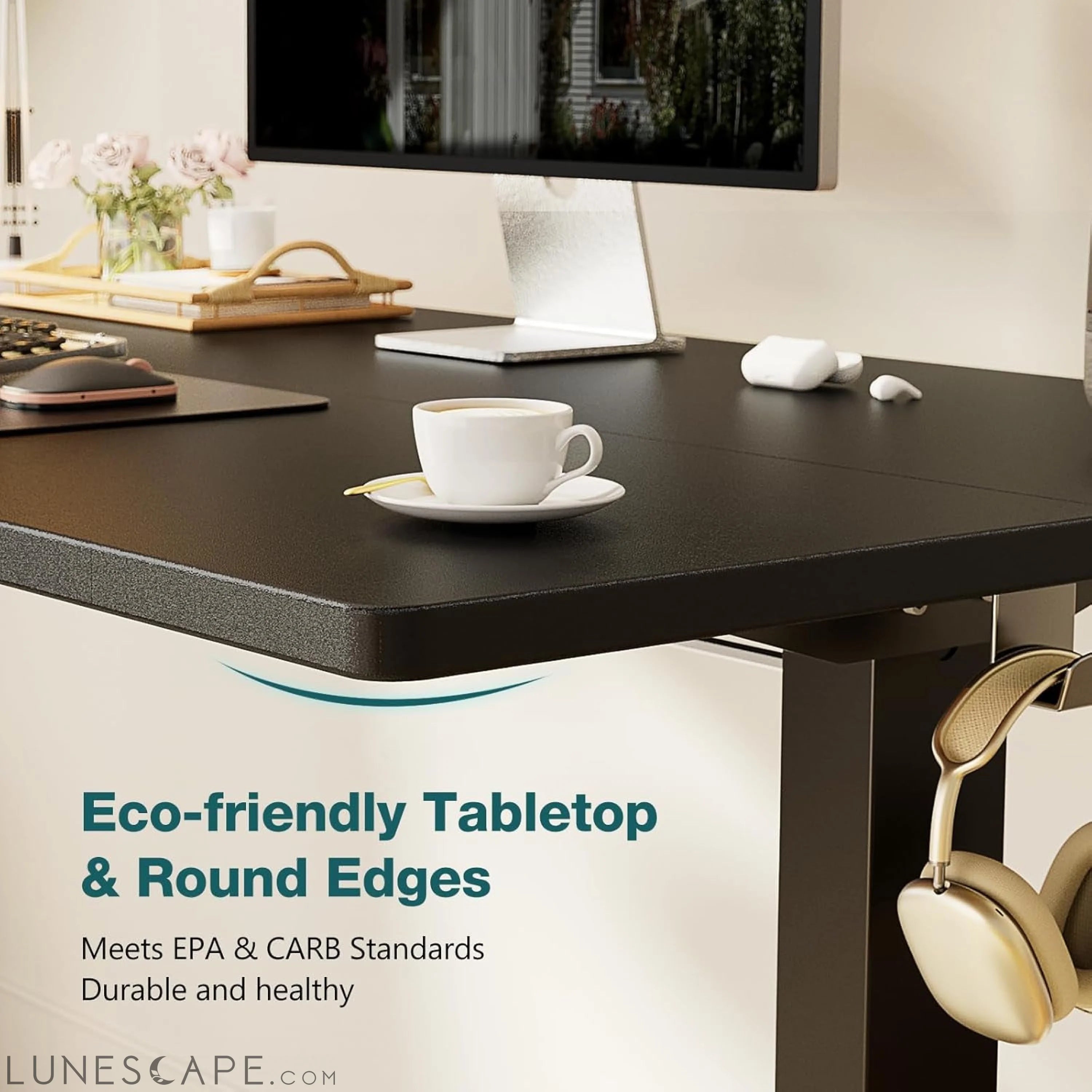 Standing Desk, Adjustable Height Electric Sit Stand up down Computer LUNESCAPE