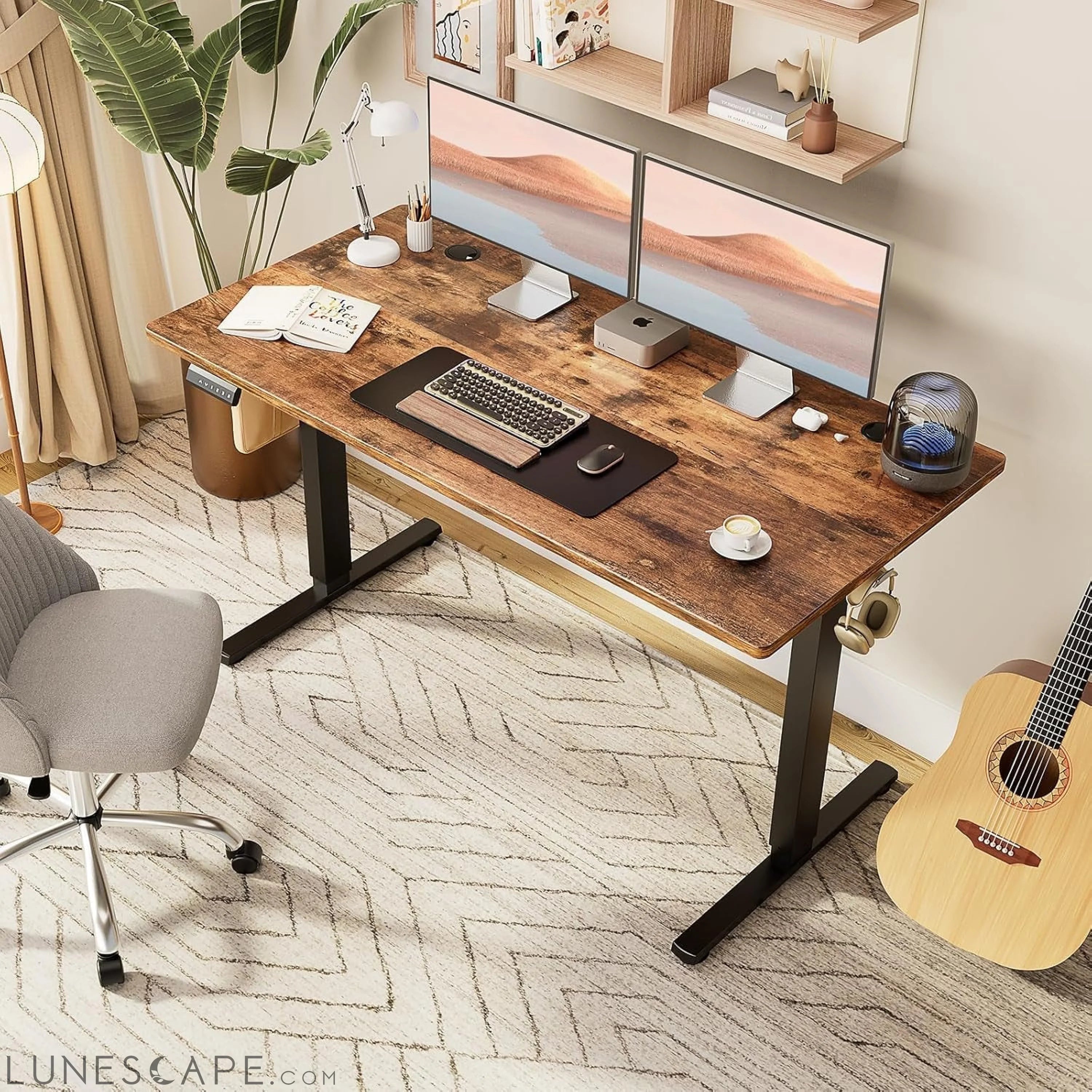 Standing Desk, Adjustable Height Electric Sit Stand up down Computer LUNESCAPE