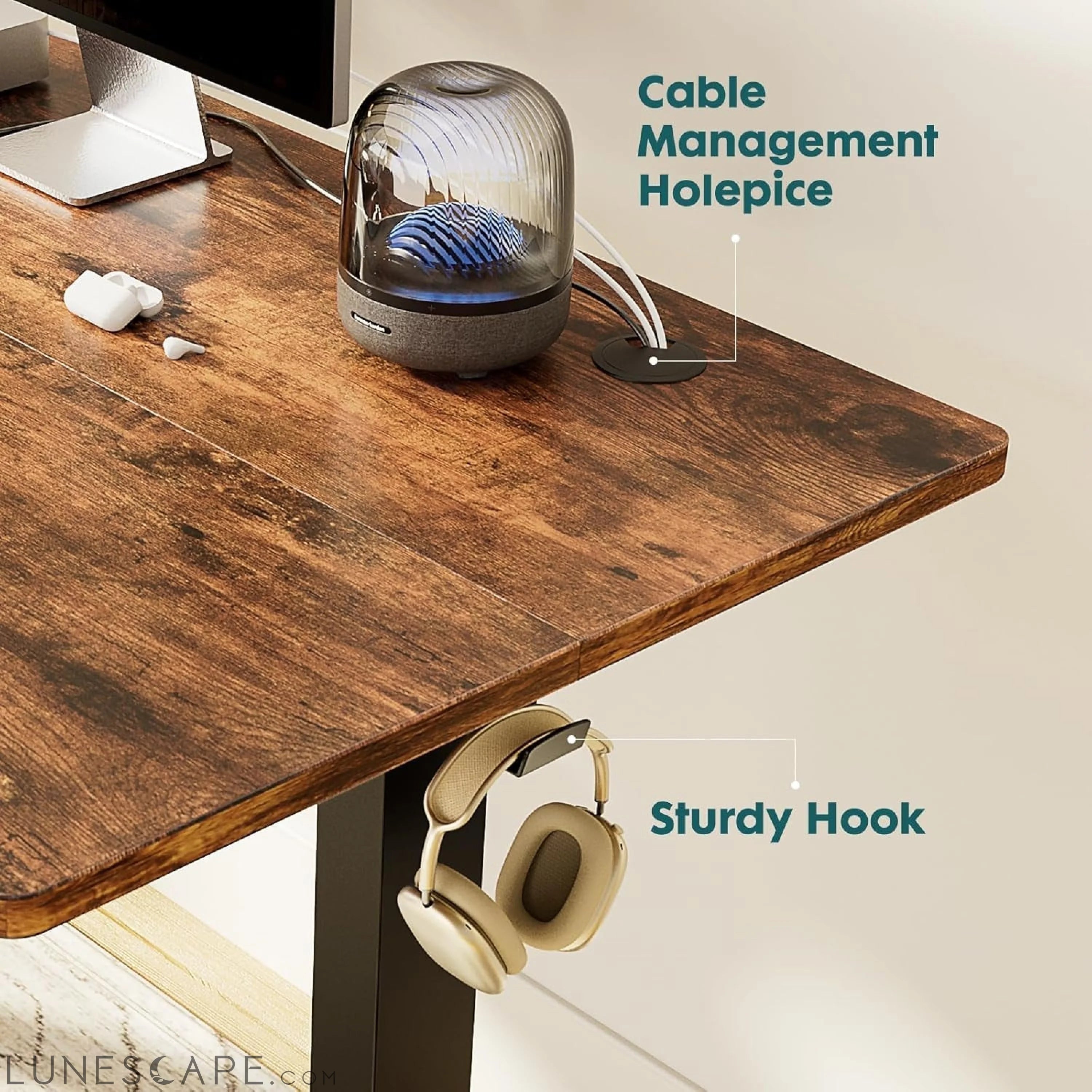 Standing Desk, Adjustable Height Electric Sit Stand up down Computer LUNESCAPE