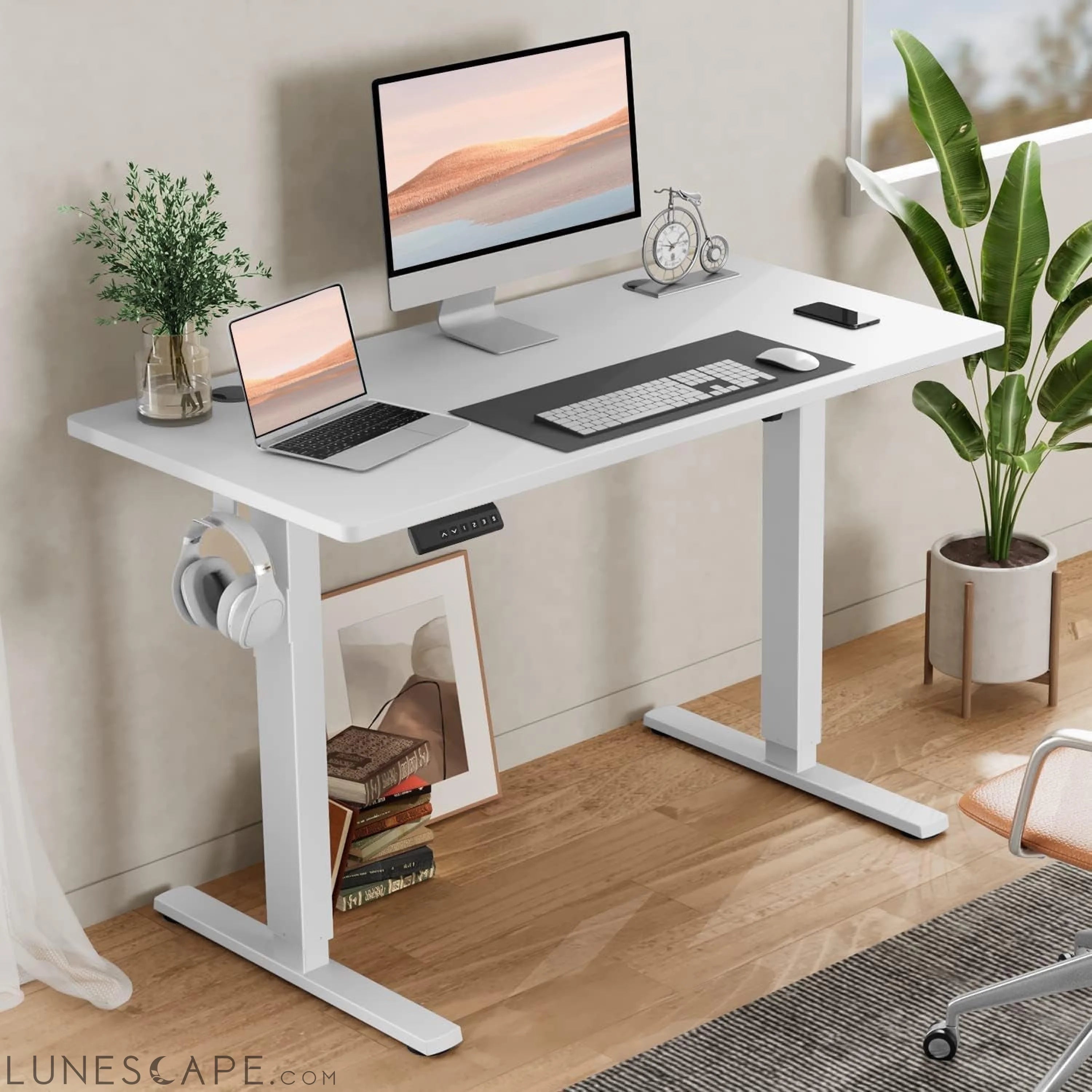 Standing Desk, Adjustable Height Electric Sit Stand up down Computer LUNESCAPE