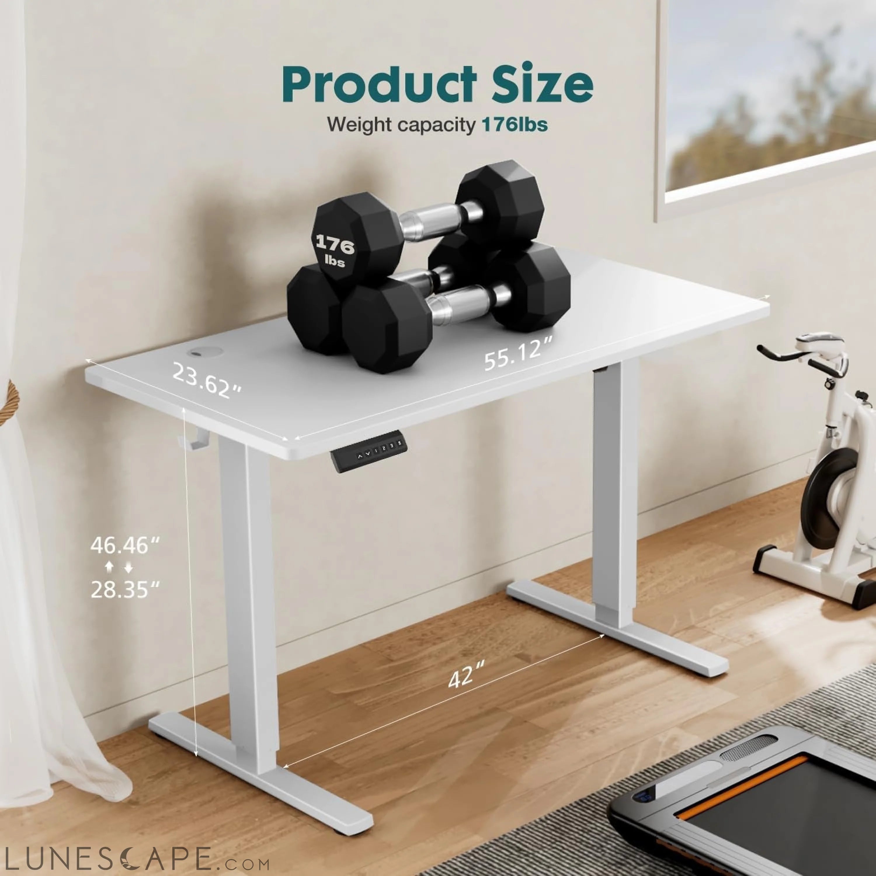 Standing Desk, Adjustable Height Electric Sit Stand up down Computer LUNESCAPE