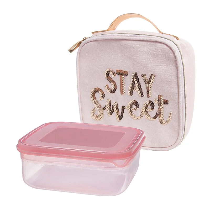 Stay Sweet Pink Combo Lunch Set | Sequin Embellished Lunch Bag and LUNESCAPE