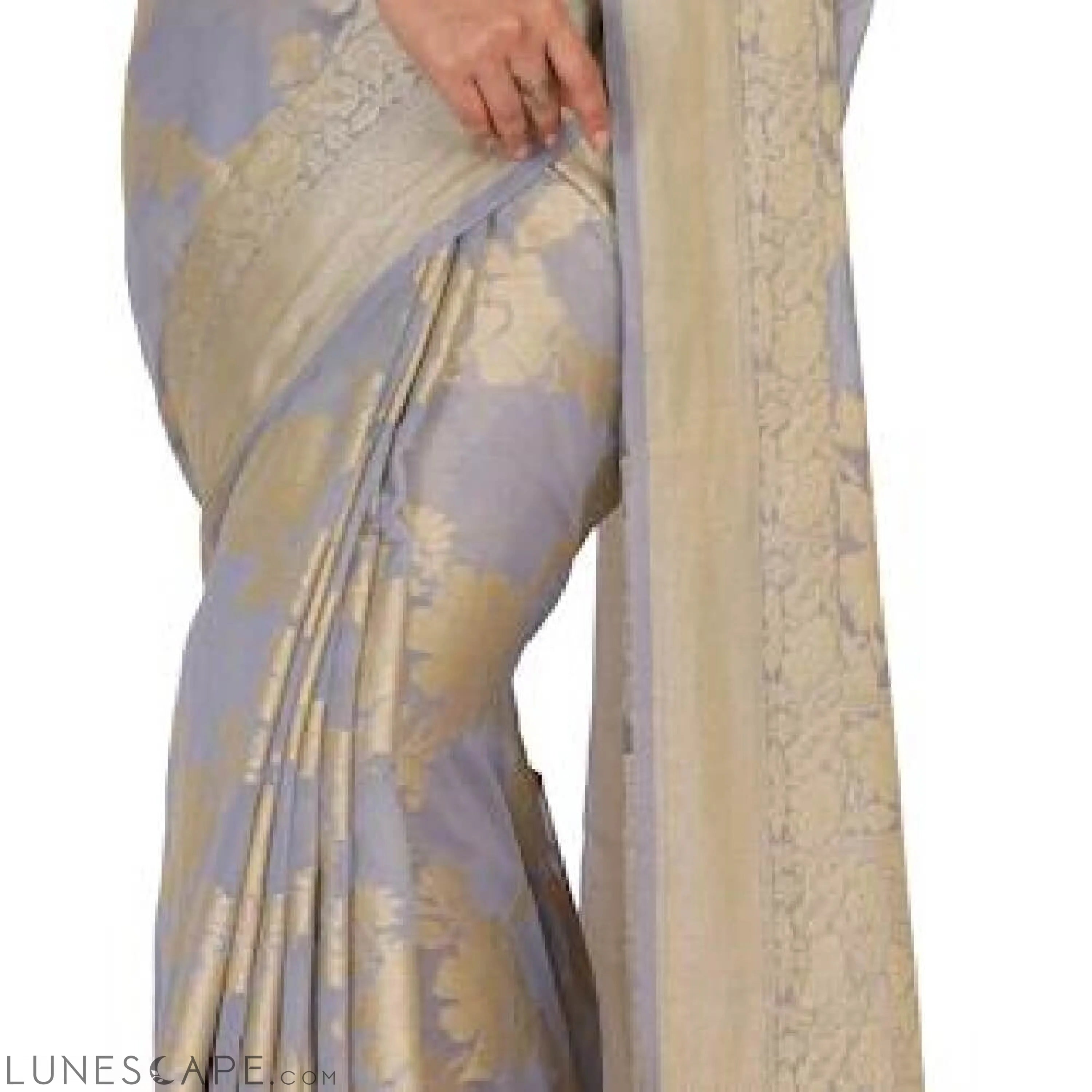 Steel Gray Soft Jaal Work  Banarasi Saree LUNESCAPE