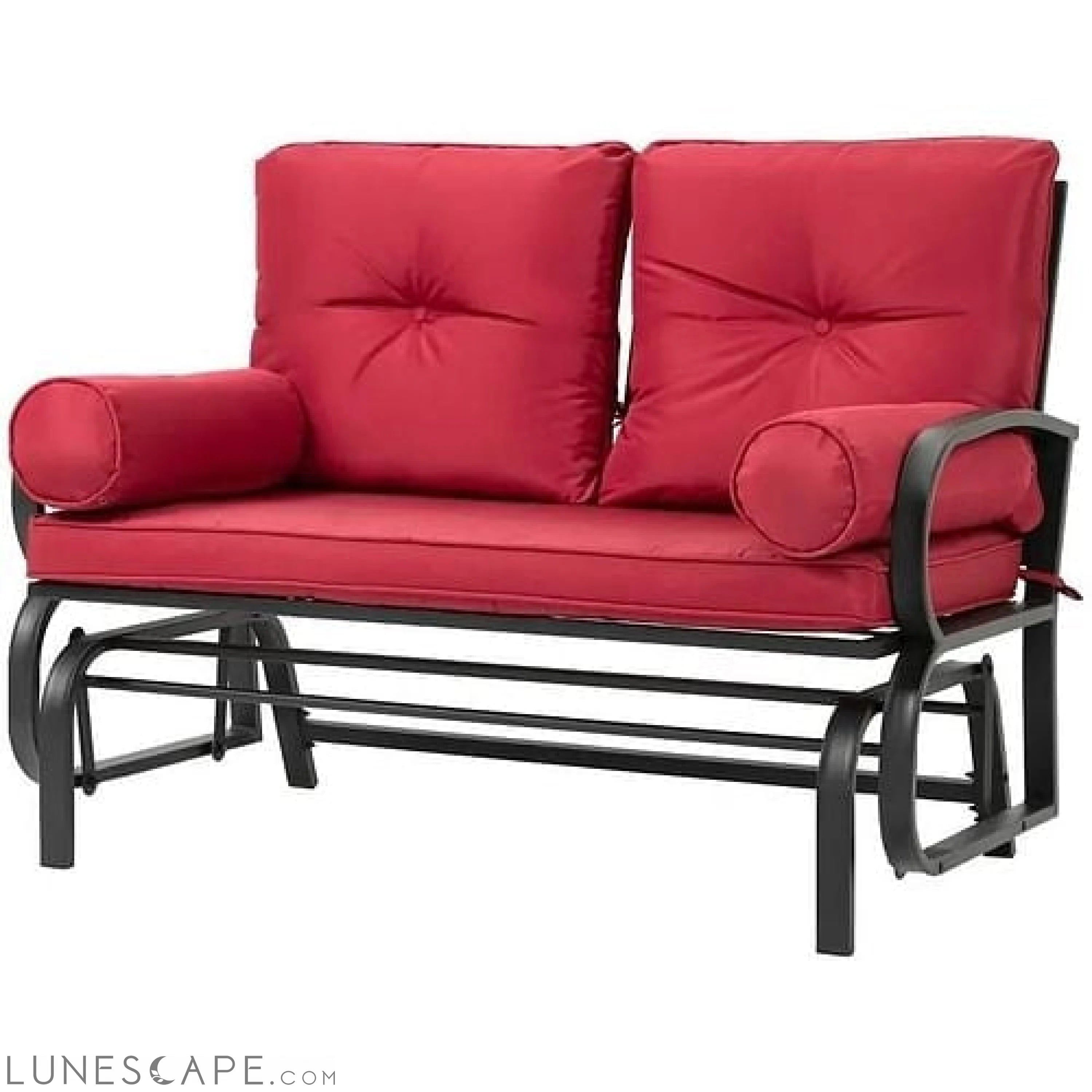 Steel Outdoor Garden Patio Rocking Glider Chair Loveseat with Red LUNESCAPE