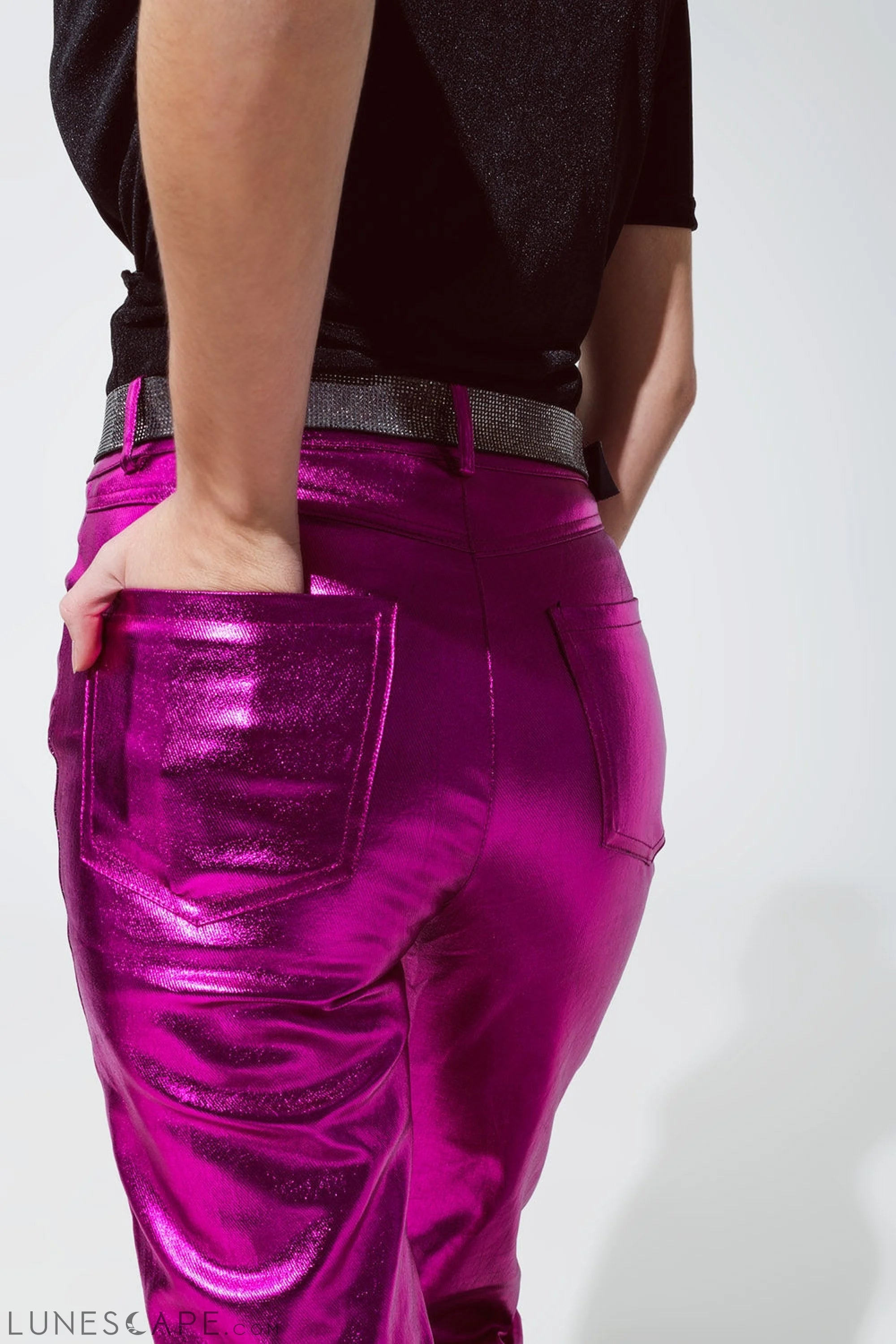 Straight Metallic Pants in Fuchsia Women’s Fashion - Women’s Clothing - Bottoms - Pants & Capris