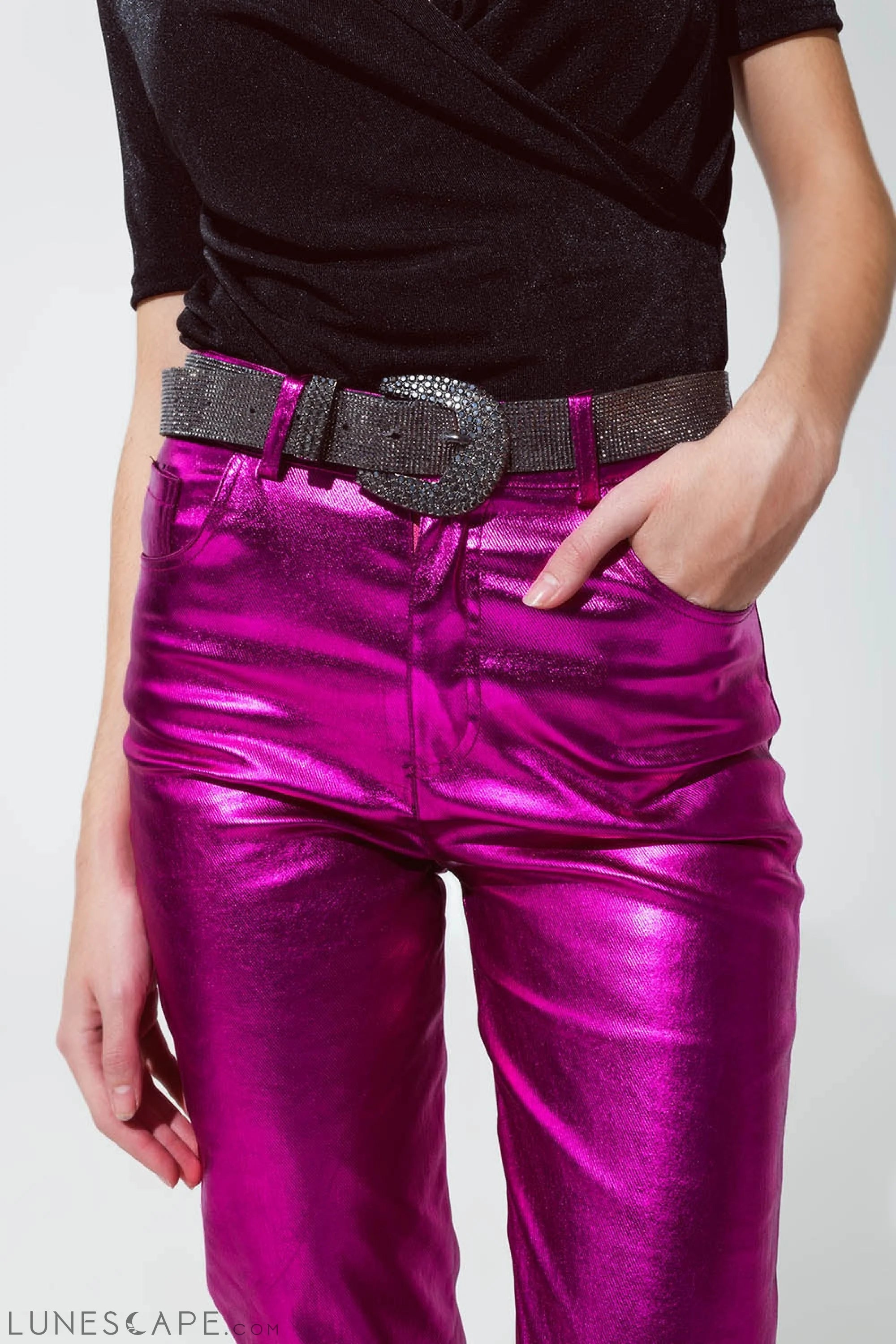 Straight Metallic Pants in Fuchsia Women’s Fashion - Women’s Clothing - Bottoms - Pants & Capris