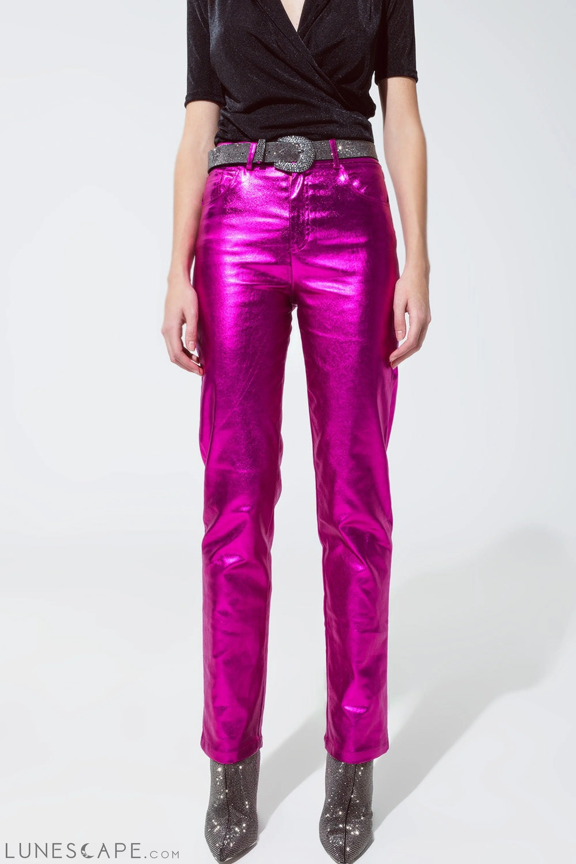 Straight Metallic Pants in Fuchsia Women’s Fashion - Women’s Clothing - Bottoms - Pants & Capris