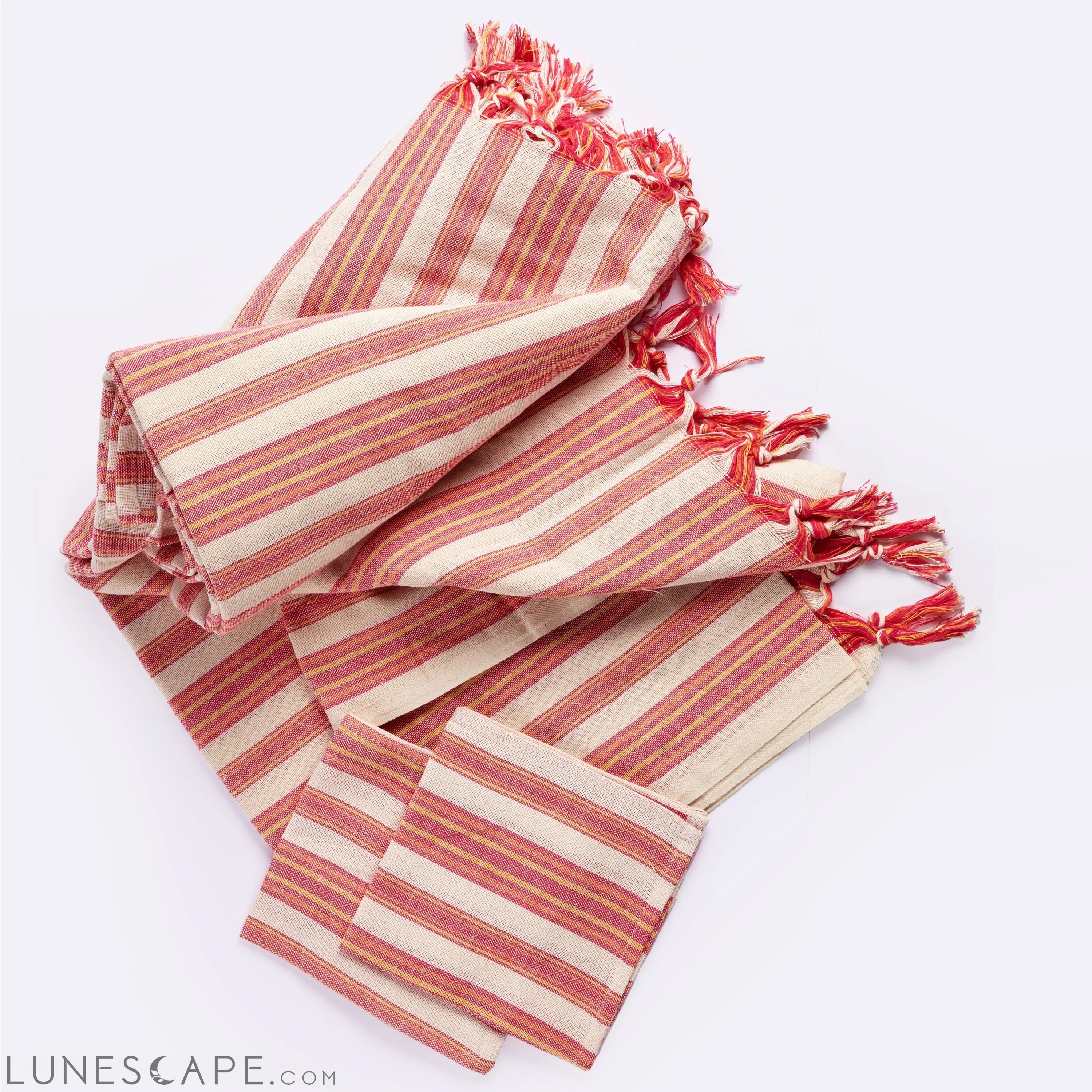 Striped Mediterranean Style Tablecloth Set LUNESCAPE