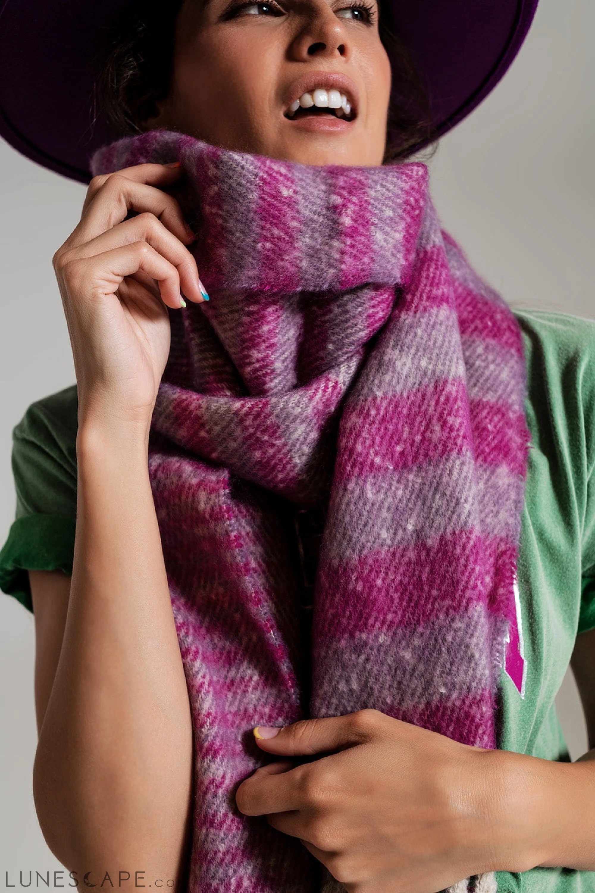 Stripy Chunky Scarf in Lilac and Purple LUNESCAPE