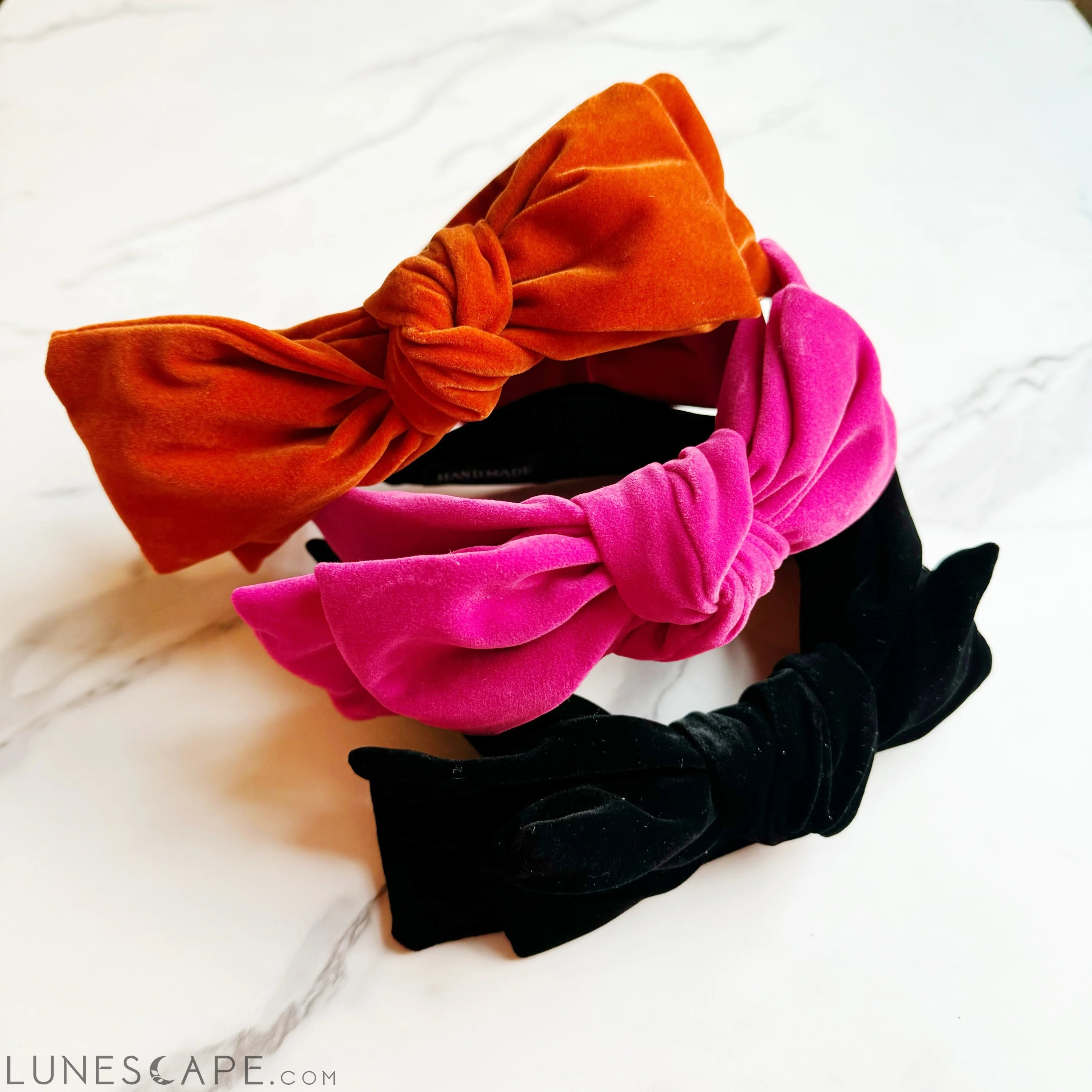 Structured Velvet Bow Headband LUNESCAPE