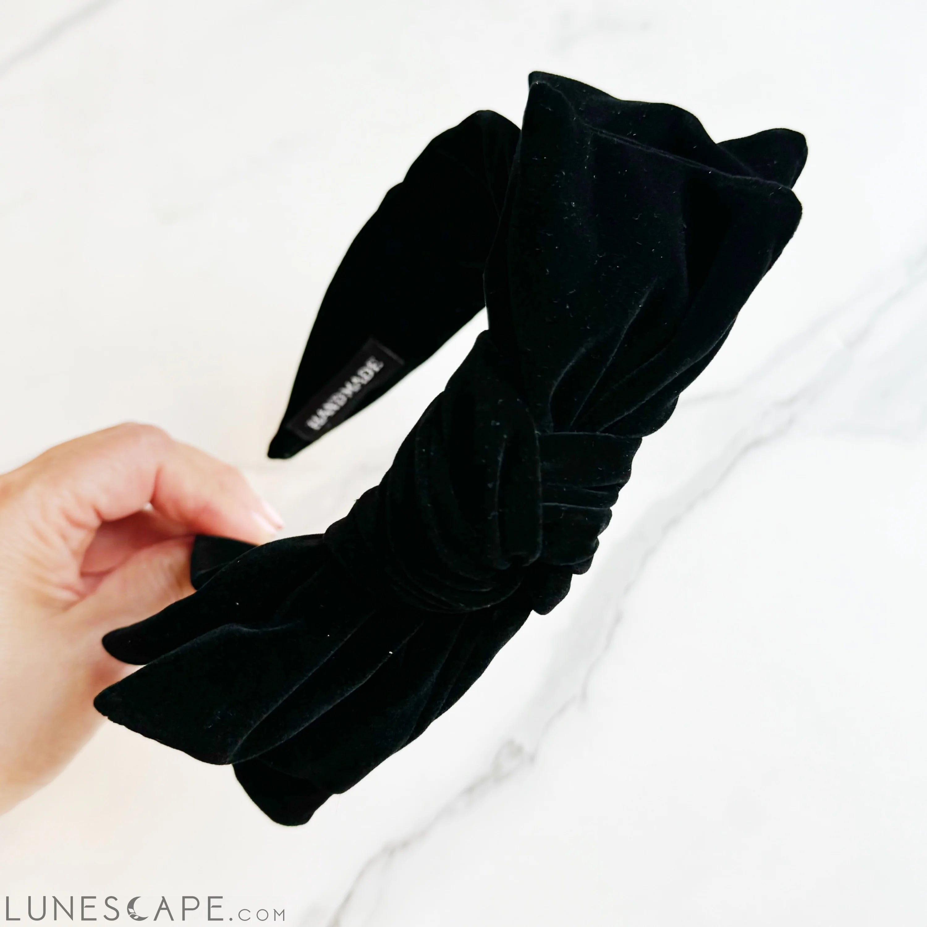 Structured Velvet Bow Headband LUNESCAPE