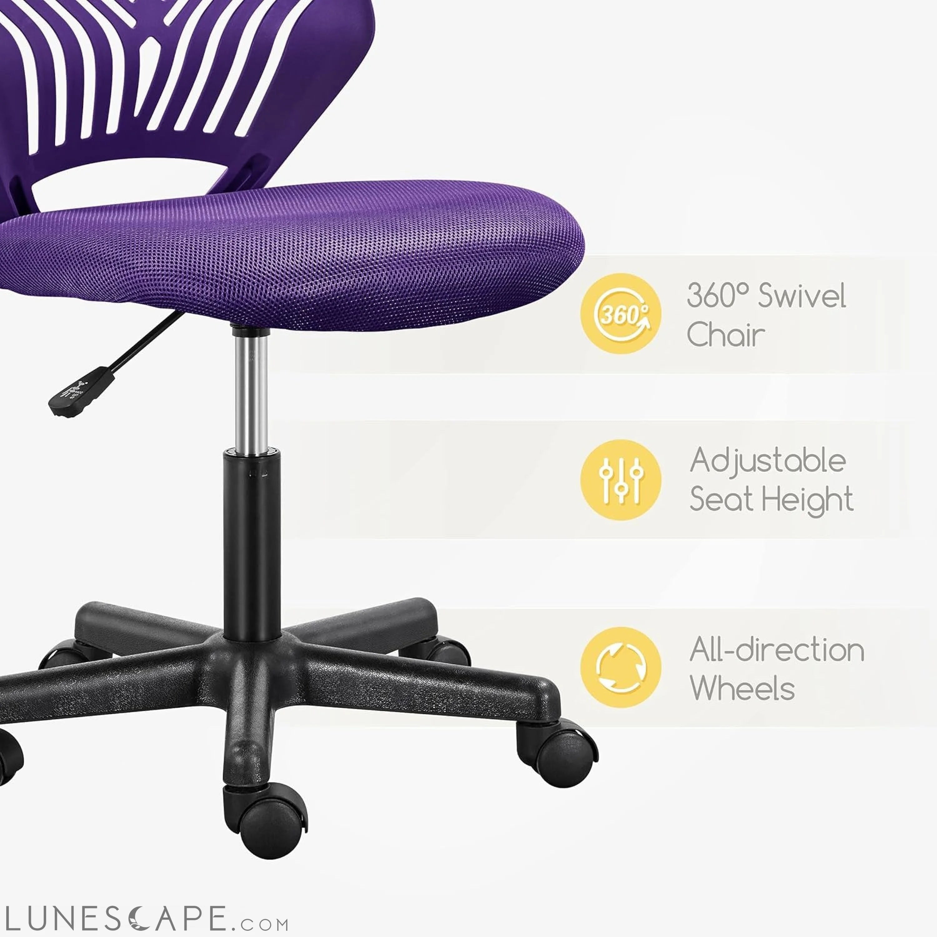 Students Cute Desk Chair Low-Back Armless Study Chair W/Lumbar Support LUNESCAPE