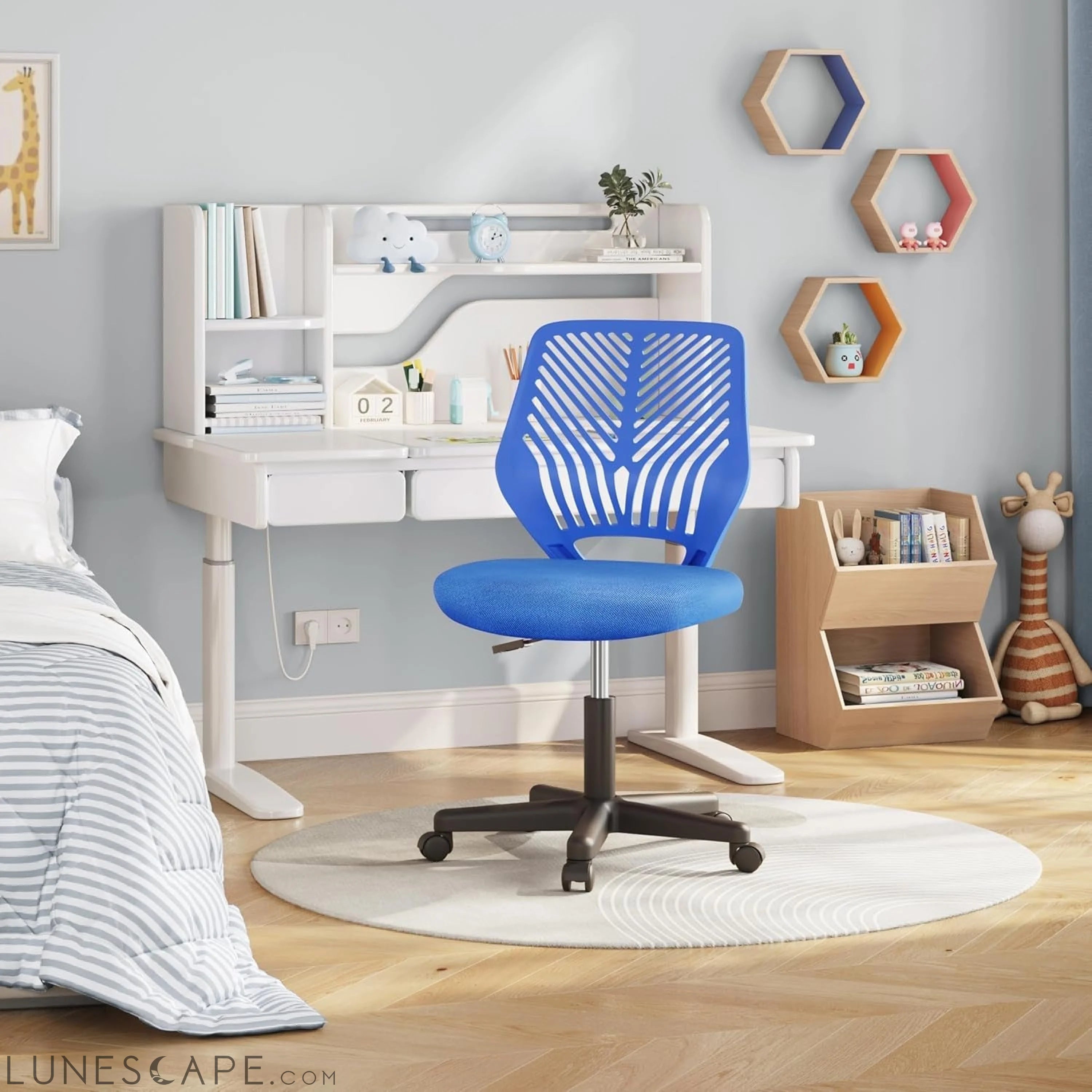 Students Desk Chair Low-Back Armless Study Chair Swivel Task Chair LUNESCAPE