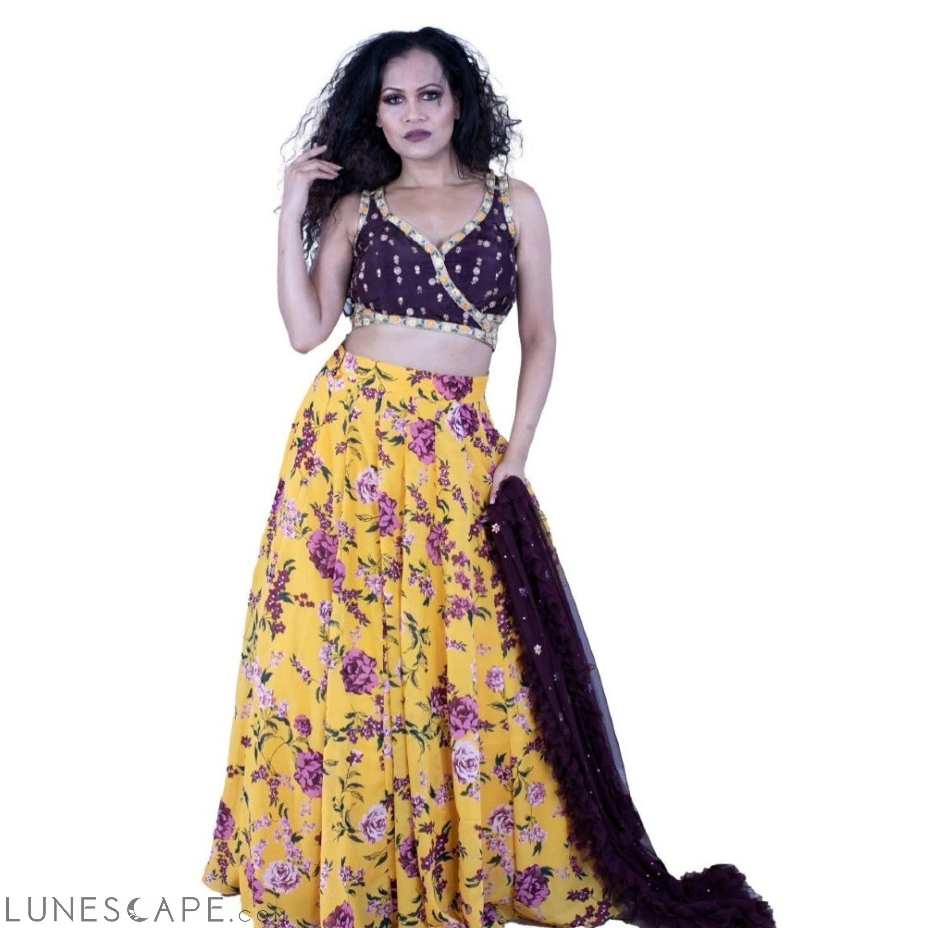 Stylish Floral Printed Lehenga Set LUNESCAPE