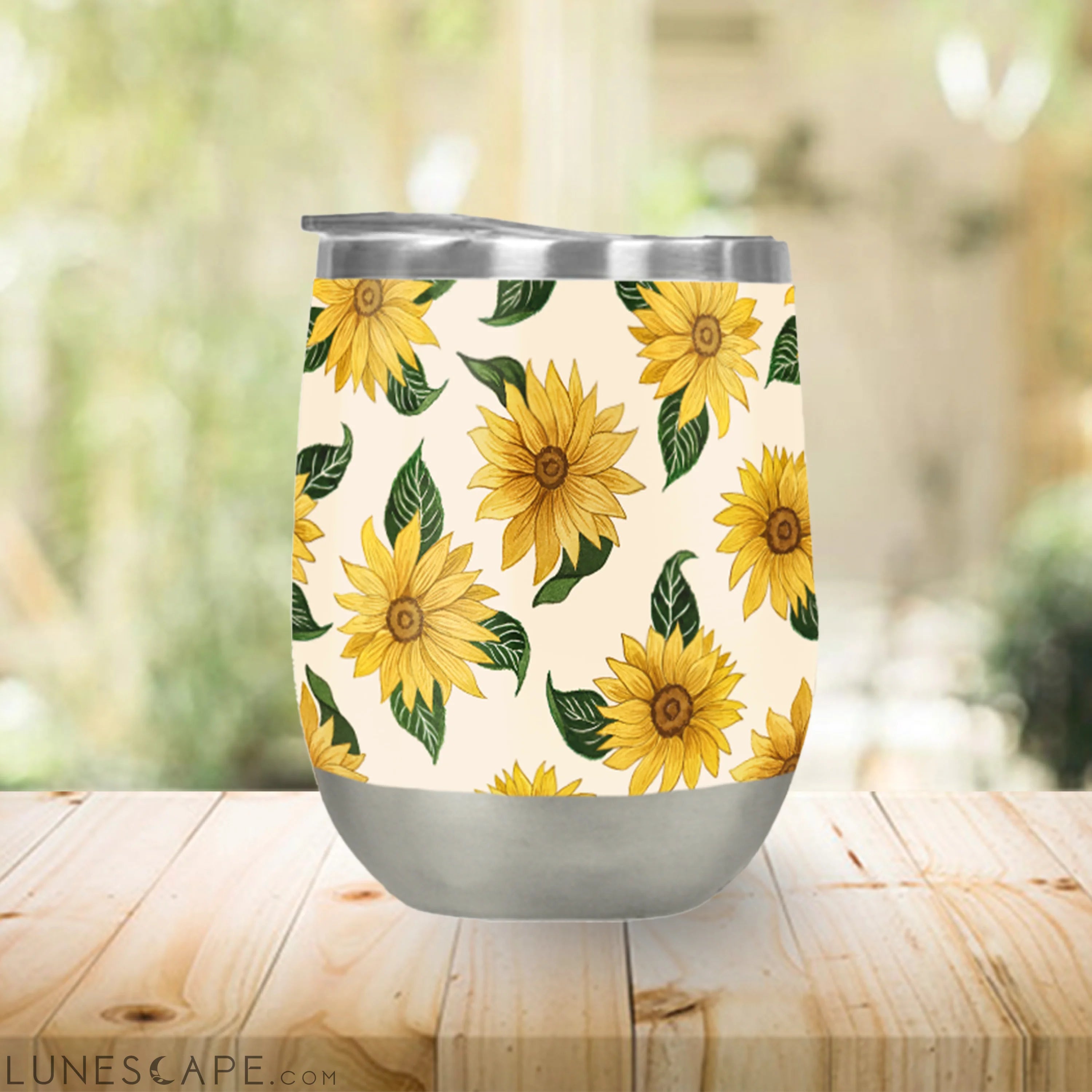 Summer Sunflower Stemless Wine Tumbler LUNESCAPE