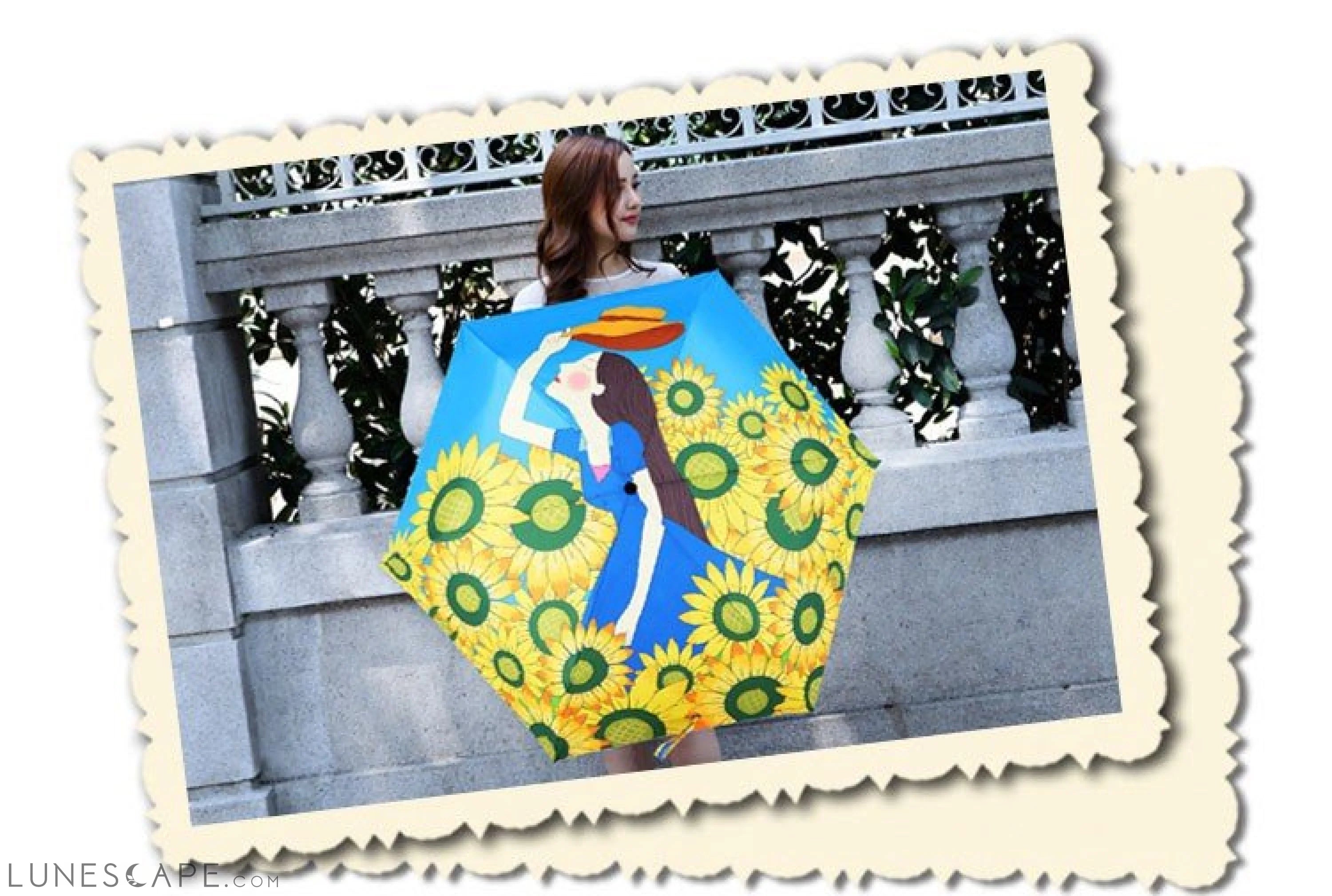 Sunflower Girl Sunny Umbrella LUNESCAPE