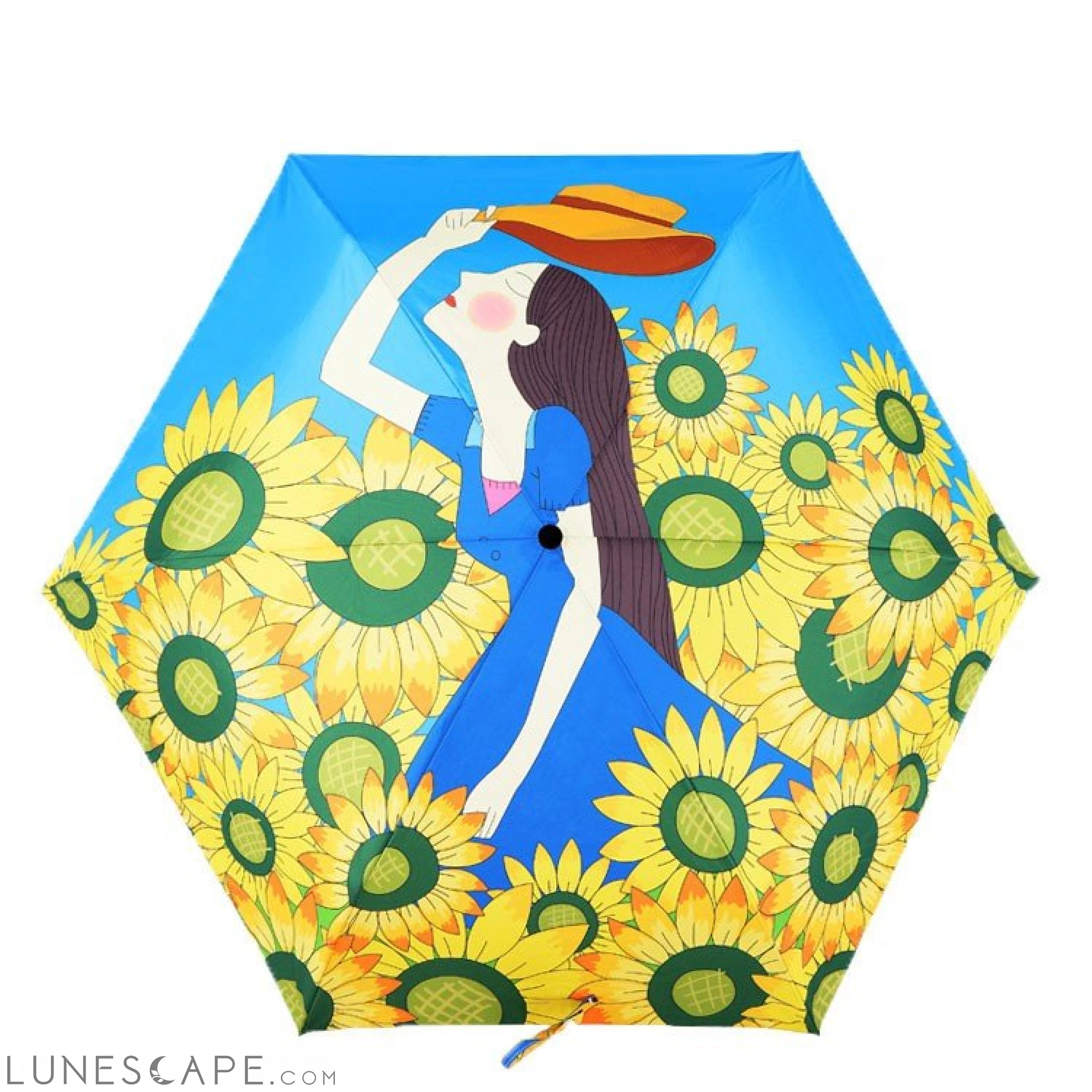 Sunflower Girl Sunny Umbrella LUNESCAPE