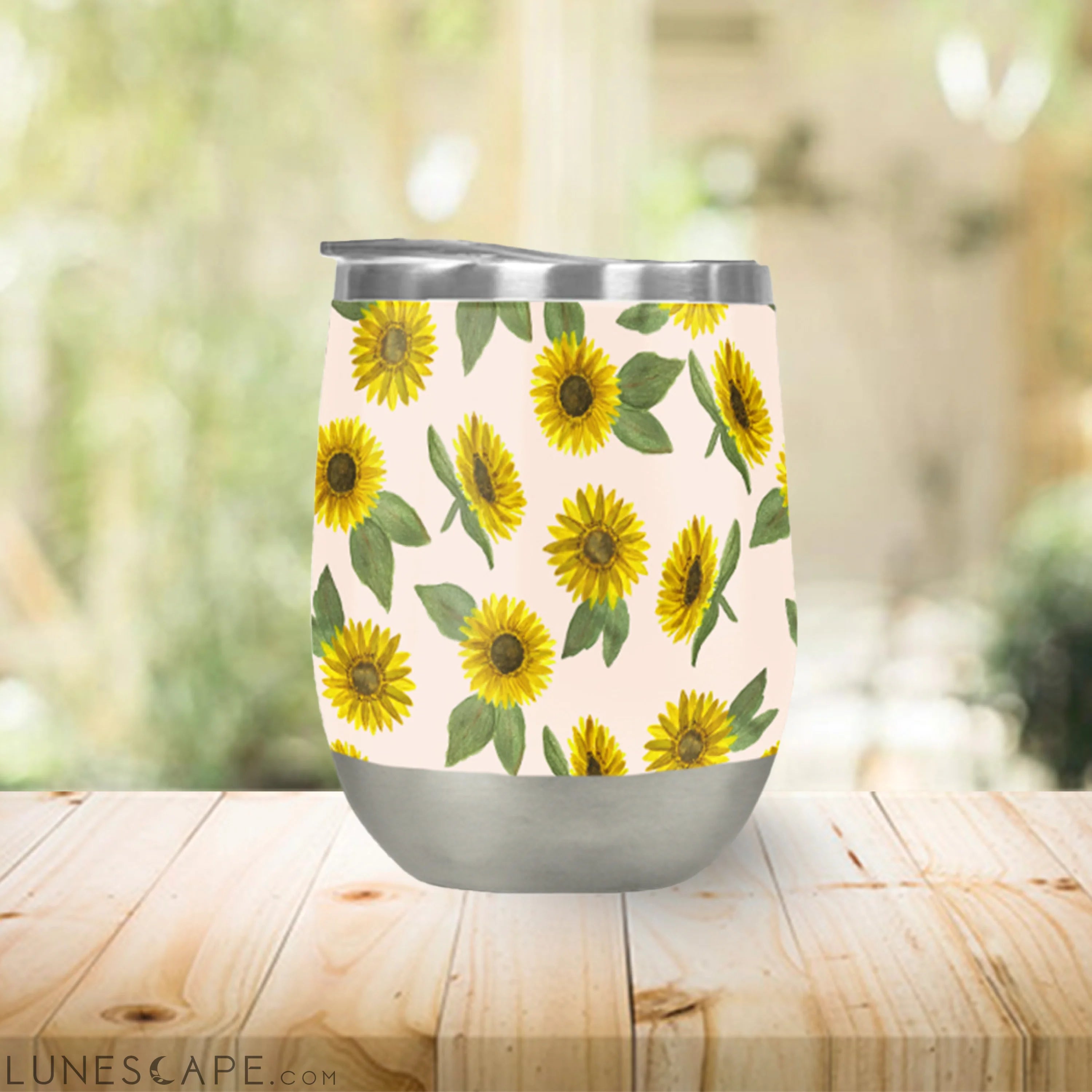 Sunflower Watercolor Wine Tumbler LUNESCAPE