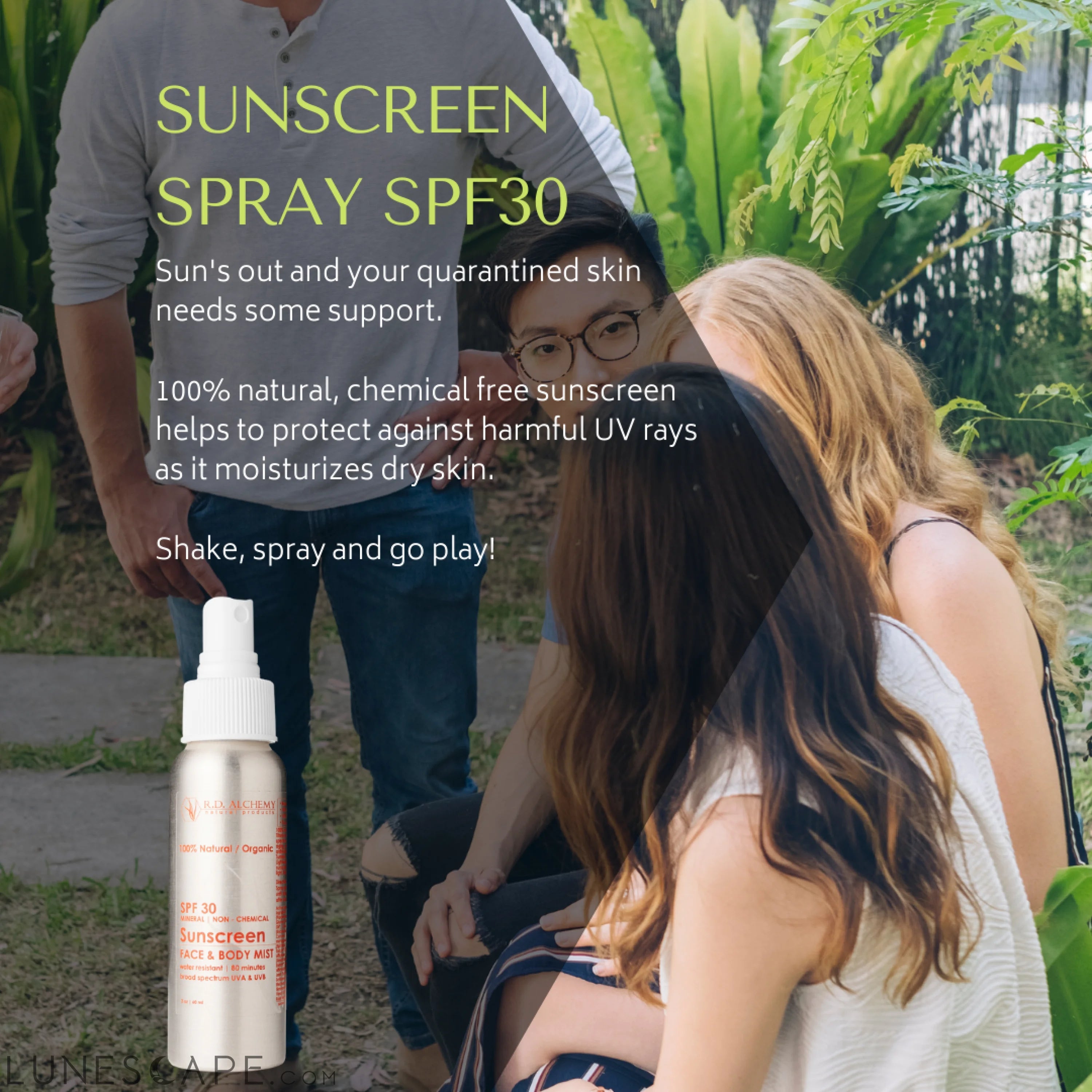 Sunscreen SPF30 Face & Body Mist LUNESCAPE