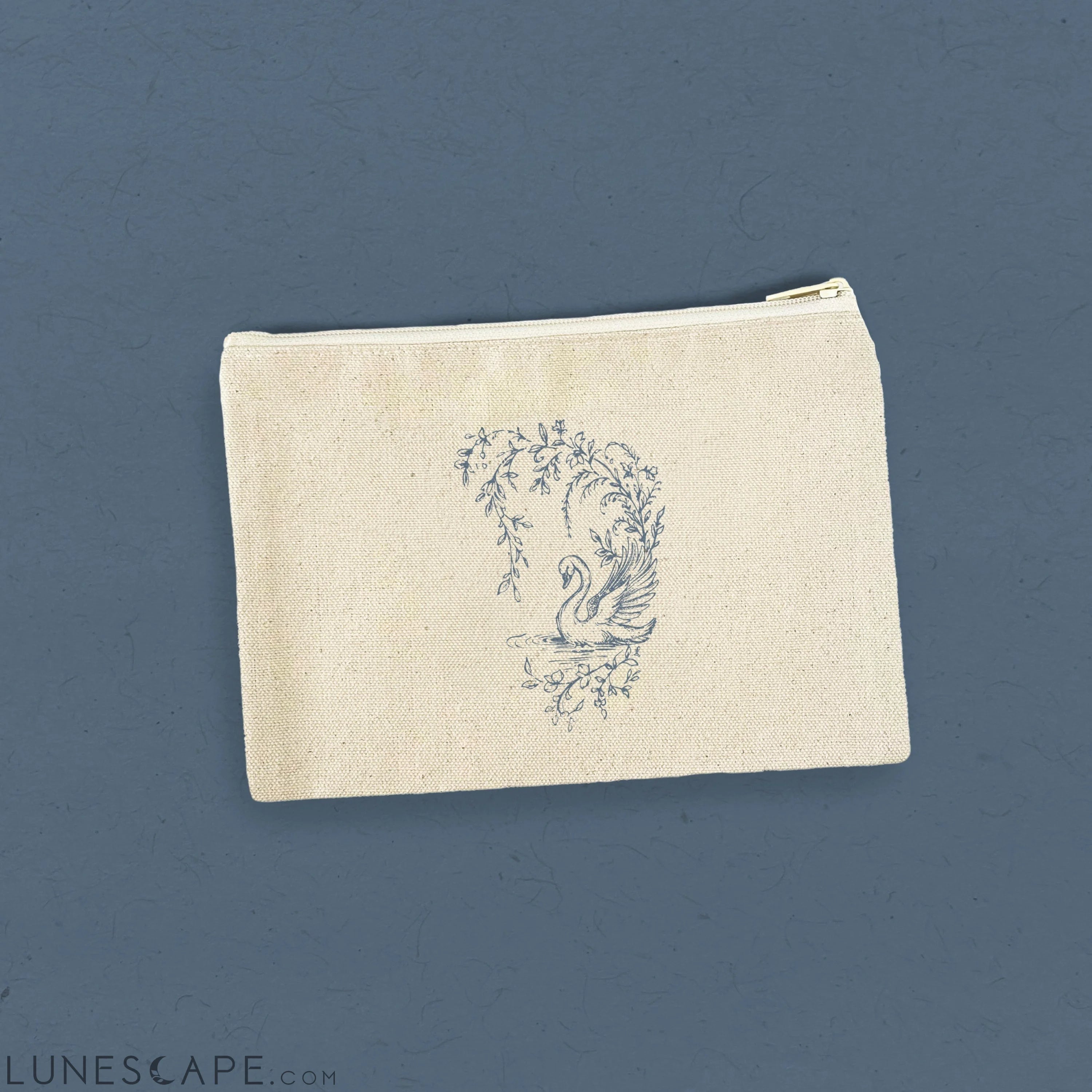 Swan Toile - Spring Canvas Zipper Pouch LUNESCAPE
