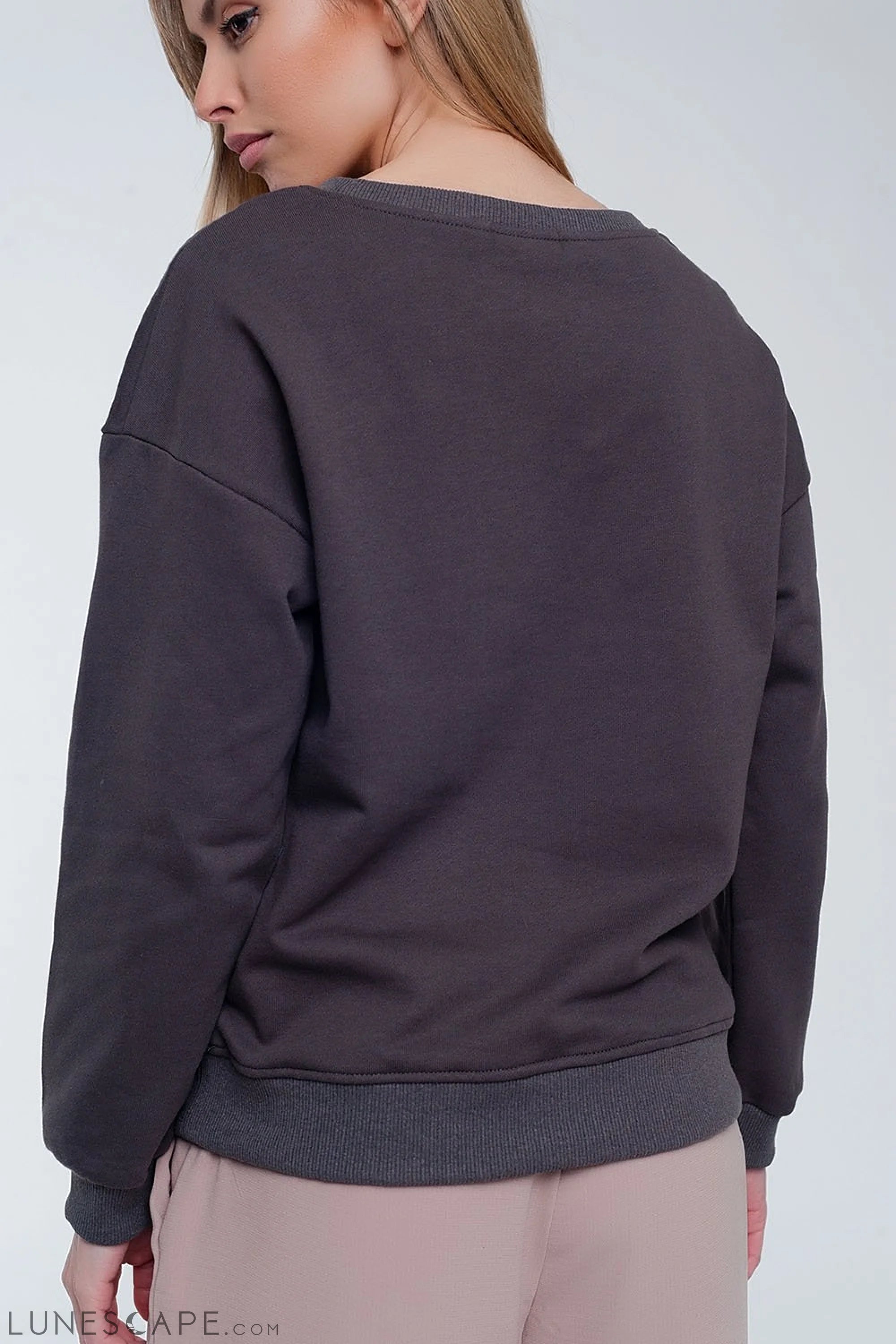 Sweatshirt With Text Chest Print LUNESCAPE