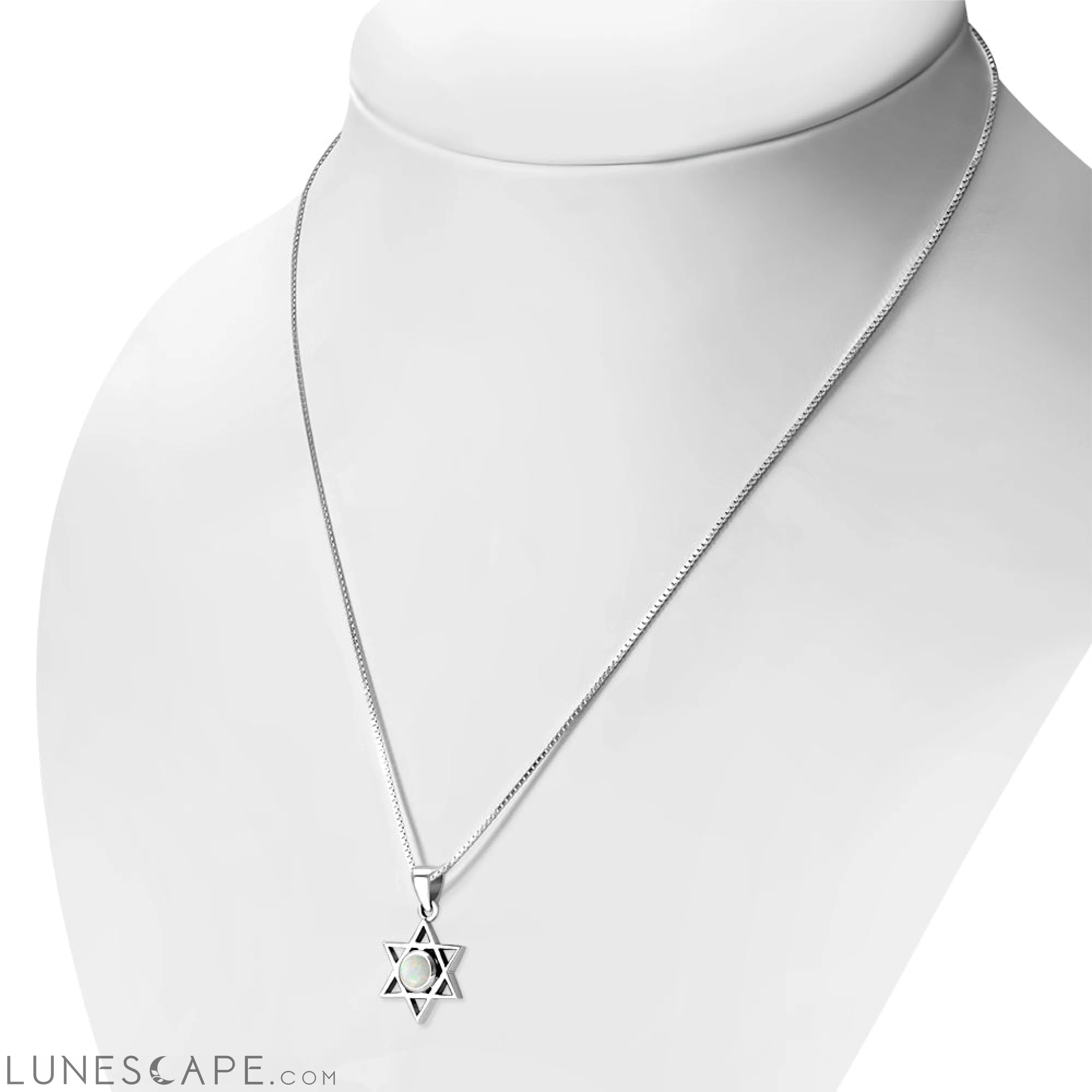 Synthetic Sun & Ice Opal Star of David Silver Pendant LUNESCAPE