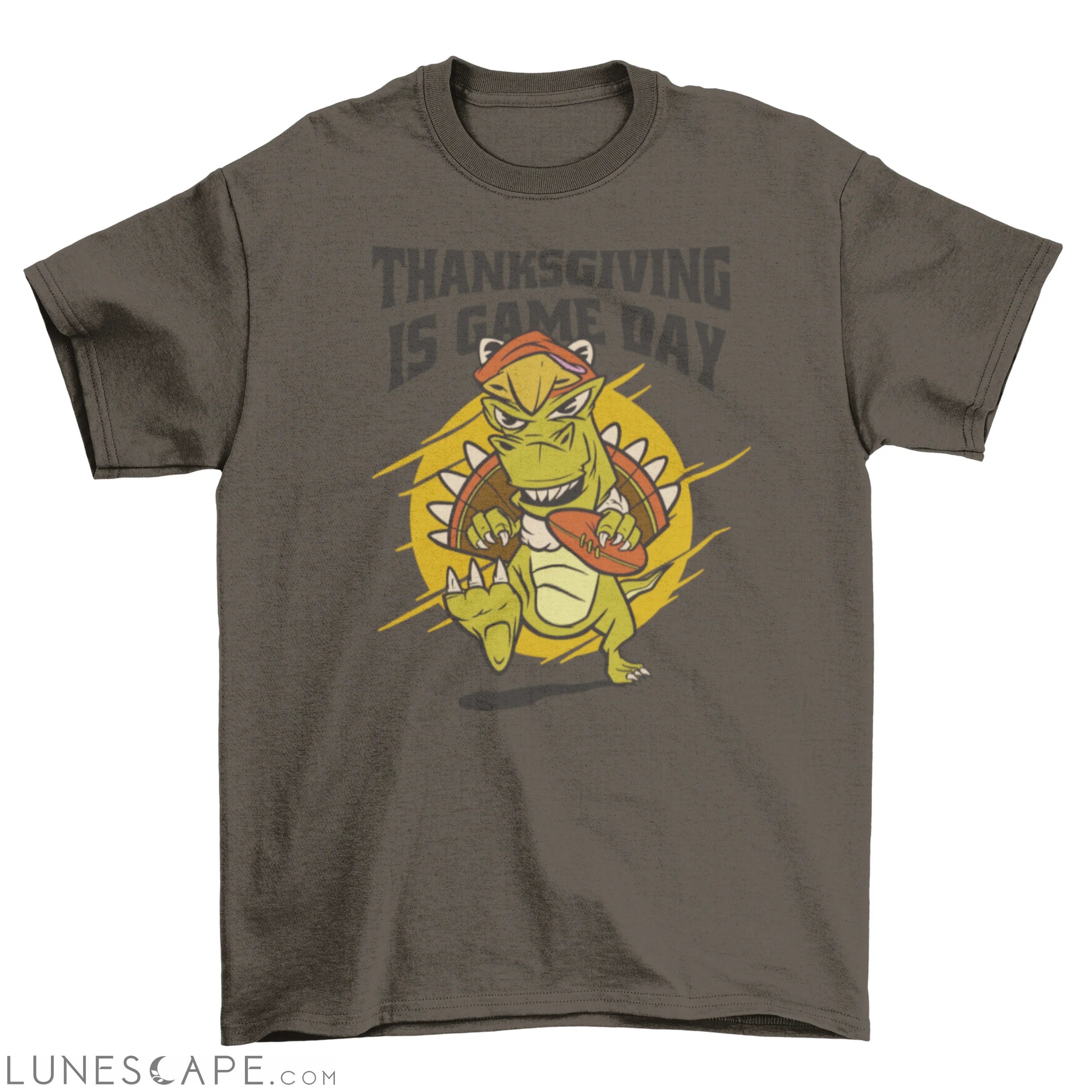 T-rex dinosaur in turkey costume t-shirt LUNESCAPE