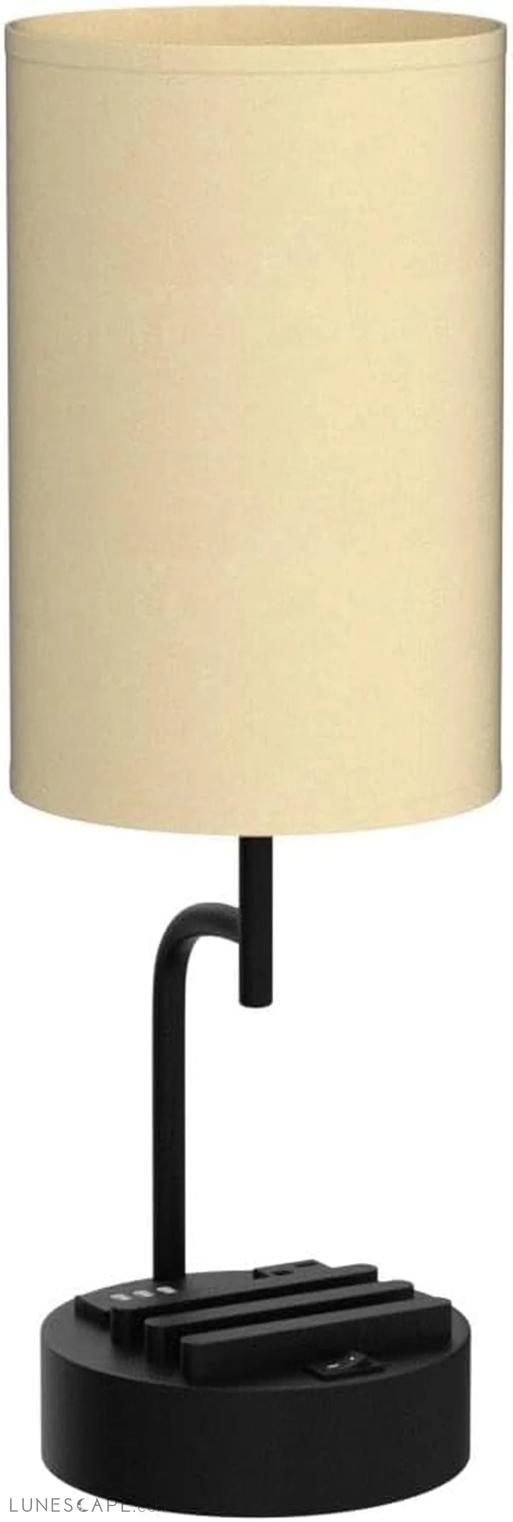 Table Lamp with 3 USB Charging Ports, Modern Desk Lamp with AC Outlet LUNESCAPE