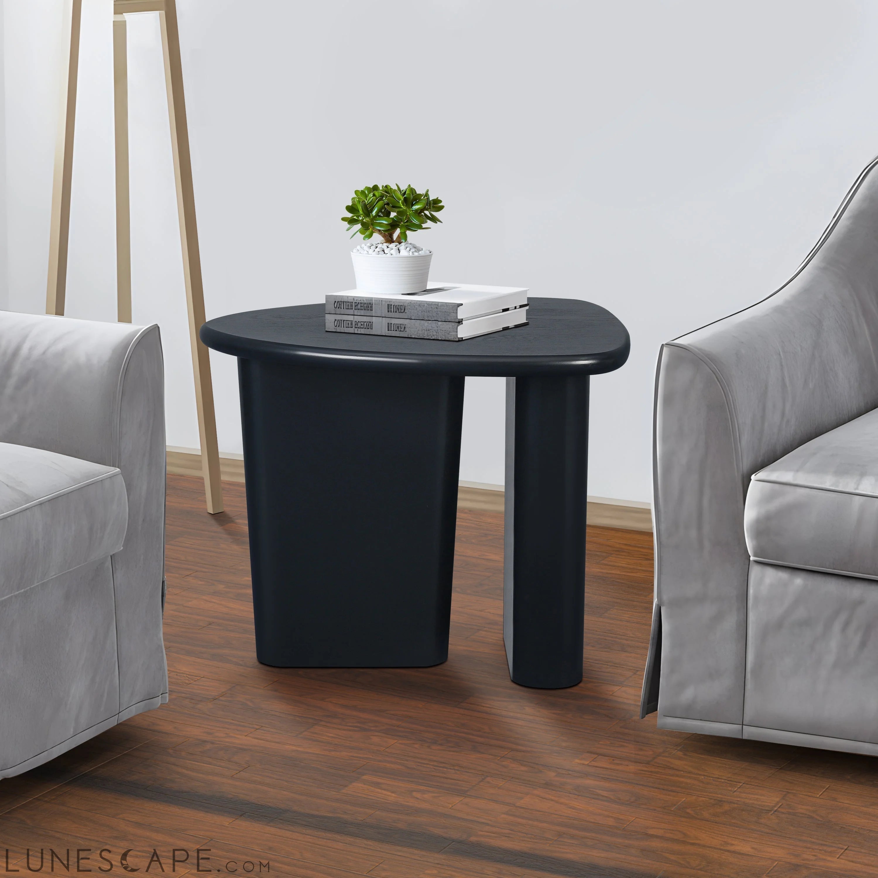 Tapered Tabletop Side Table(BLACK) LUNESCAPE