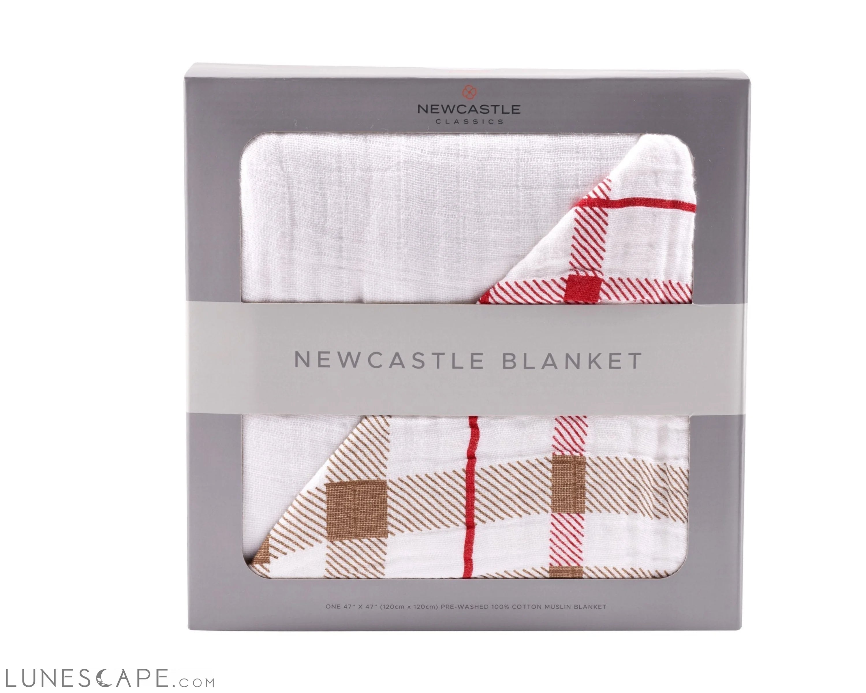 Teddy Bear and Plaid Cotton Muslin Newcastle Blanket LUNESCAPE