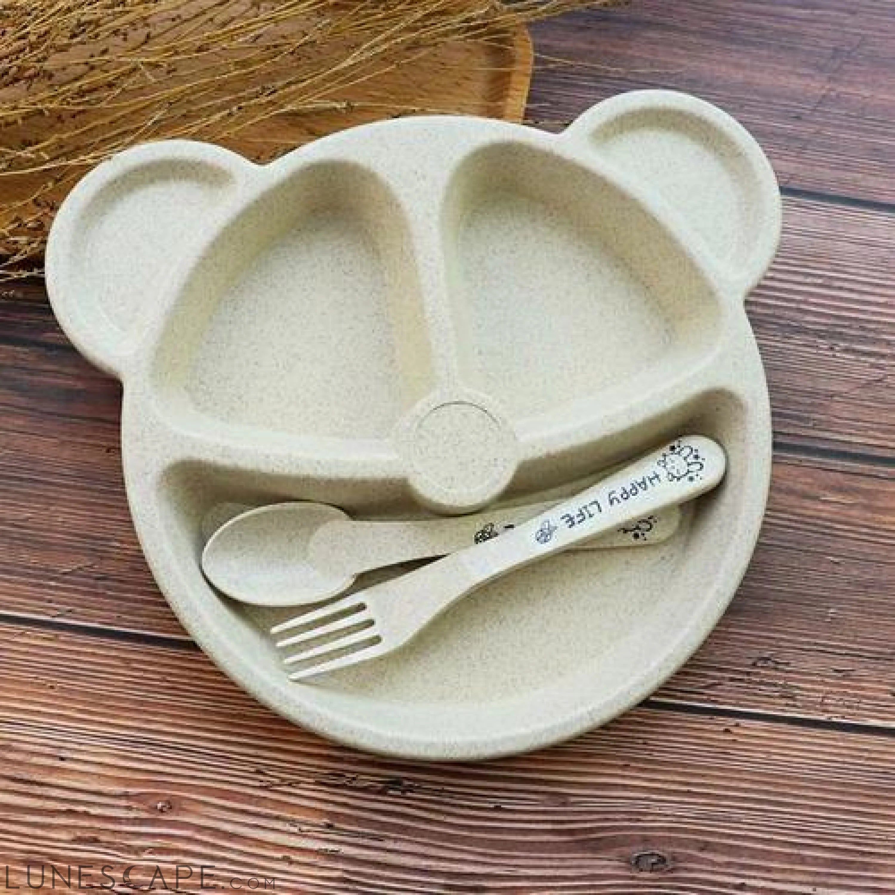 Teddy Bear Baby Plate & Utensils LUNESCAPE