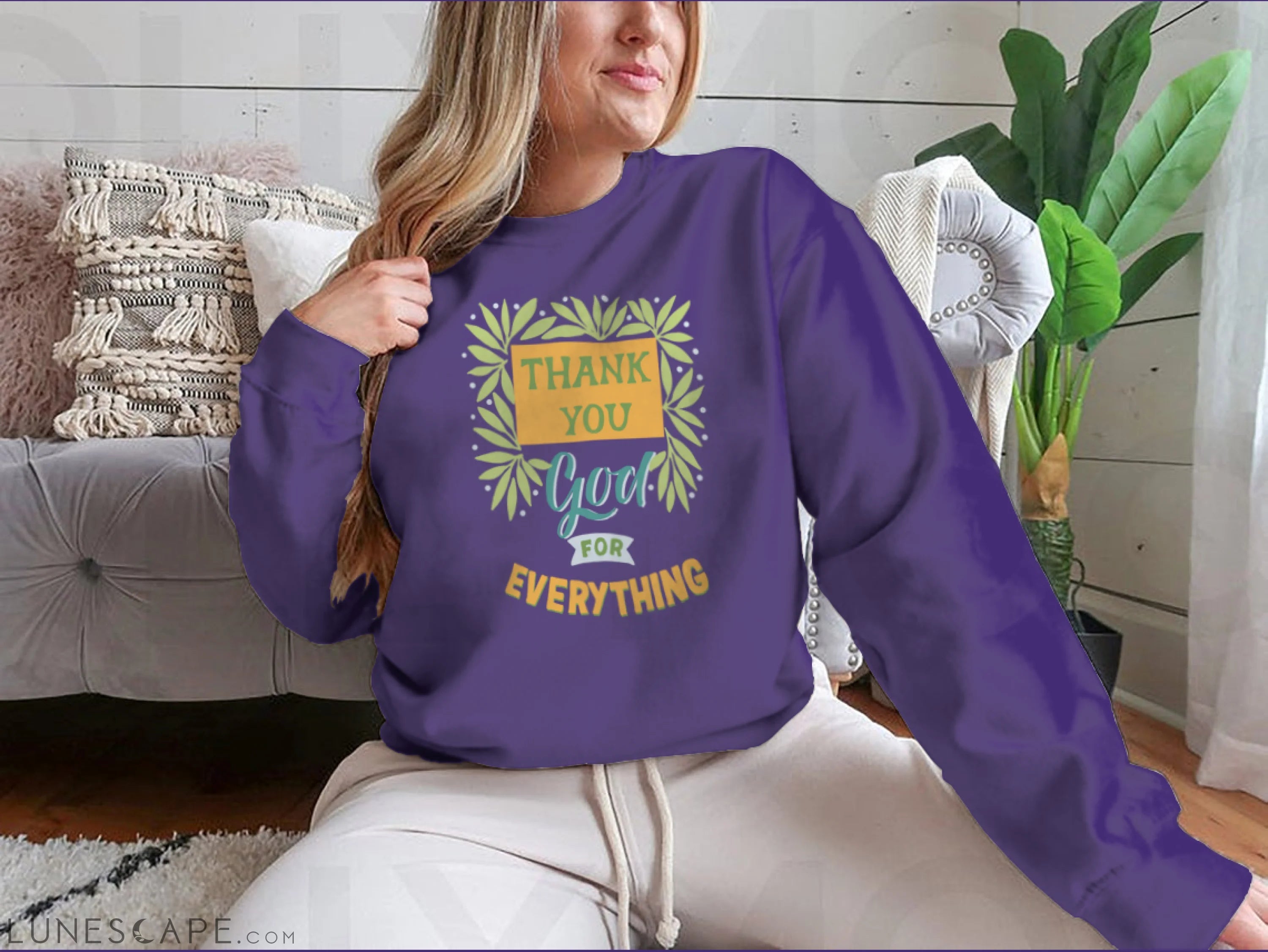 Thank You God For Everything Modern Background. Poster. T-Shirt Print. LUNESCAPE