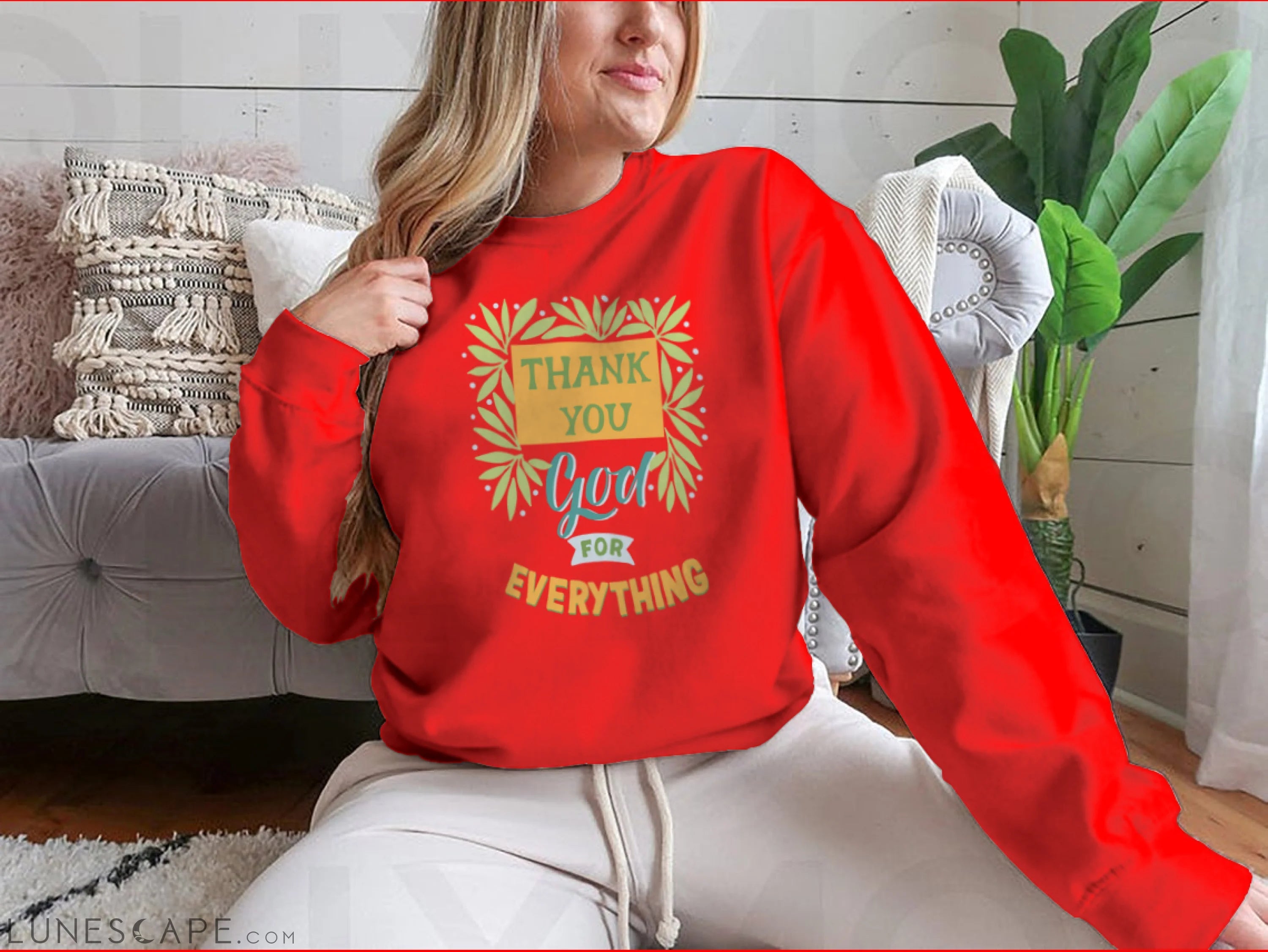Thank You God For Everything Modern Background. Poster. T-Shirt Print. LUNESCAPE