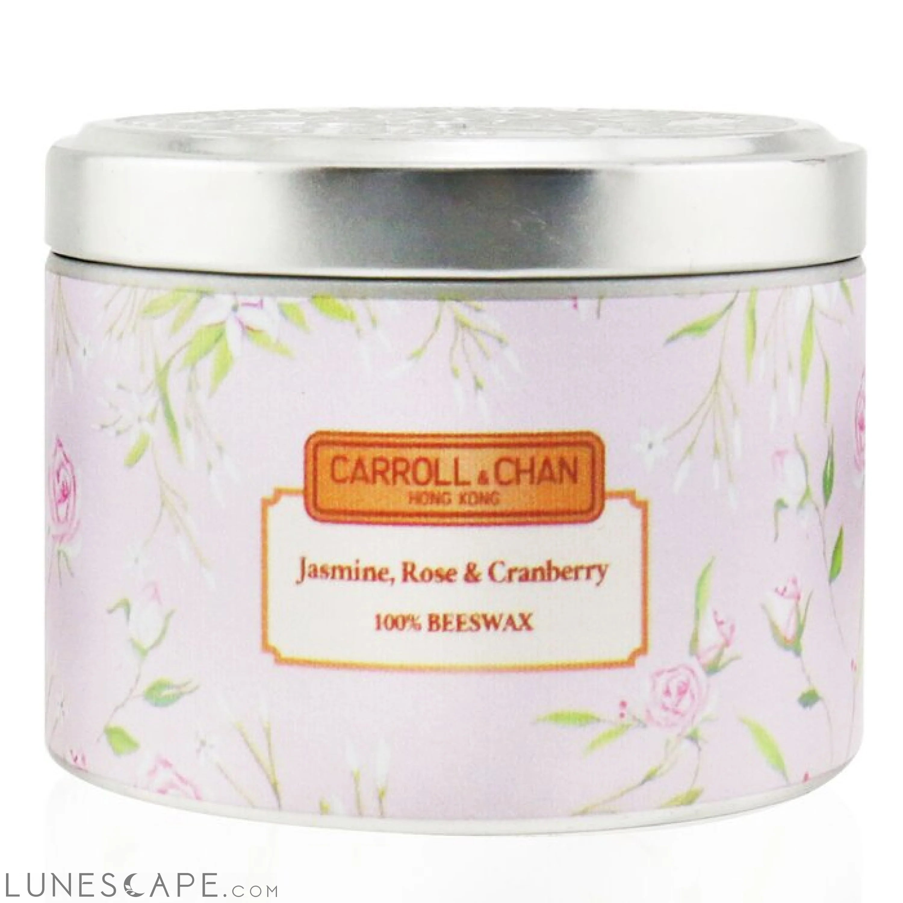 The CANDLE COMPANY (CARROLL & CHAN) - 100% Beeswax Tin Candle - Jasmine Rose Cranberry LUNESCAPE