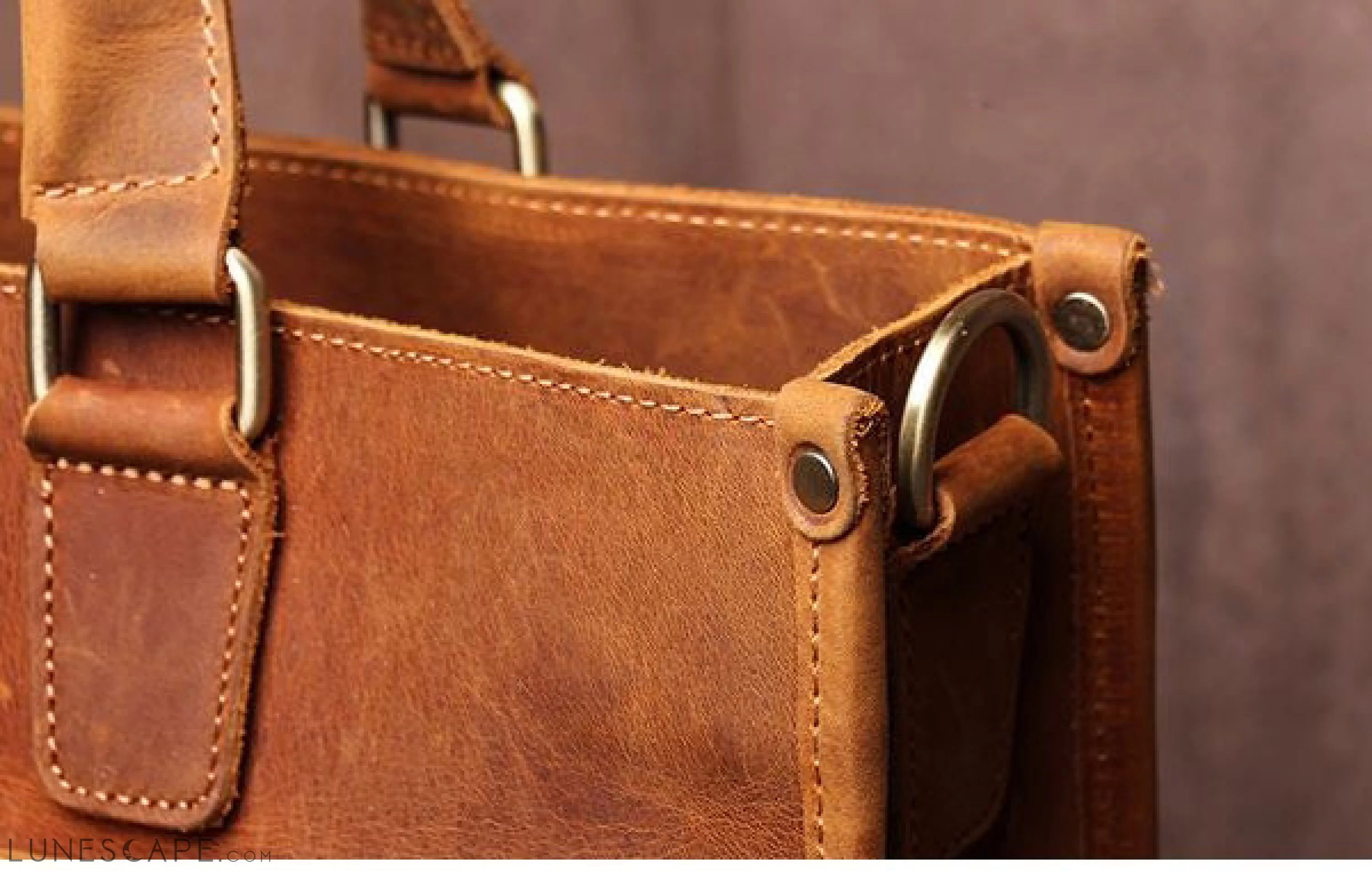 The Dagmar Leather Briefcase | Vintage Leather Messenger Bag LUNESCAPE