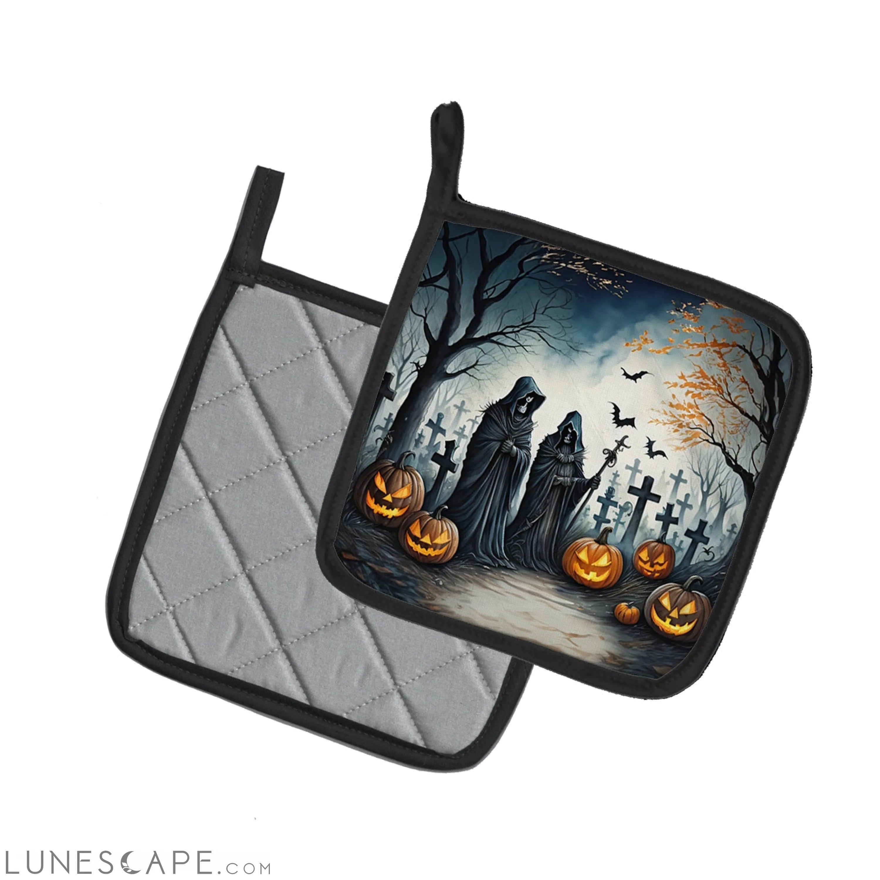 The Grim Reaper Spooky Halloween Pair of Pot Holders LUNESCAPE