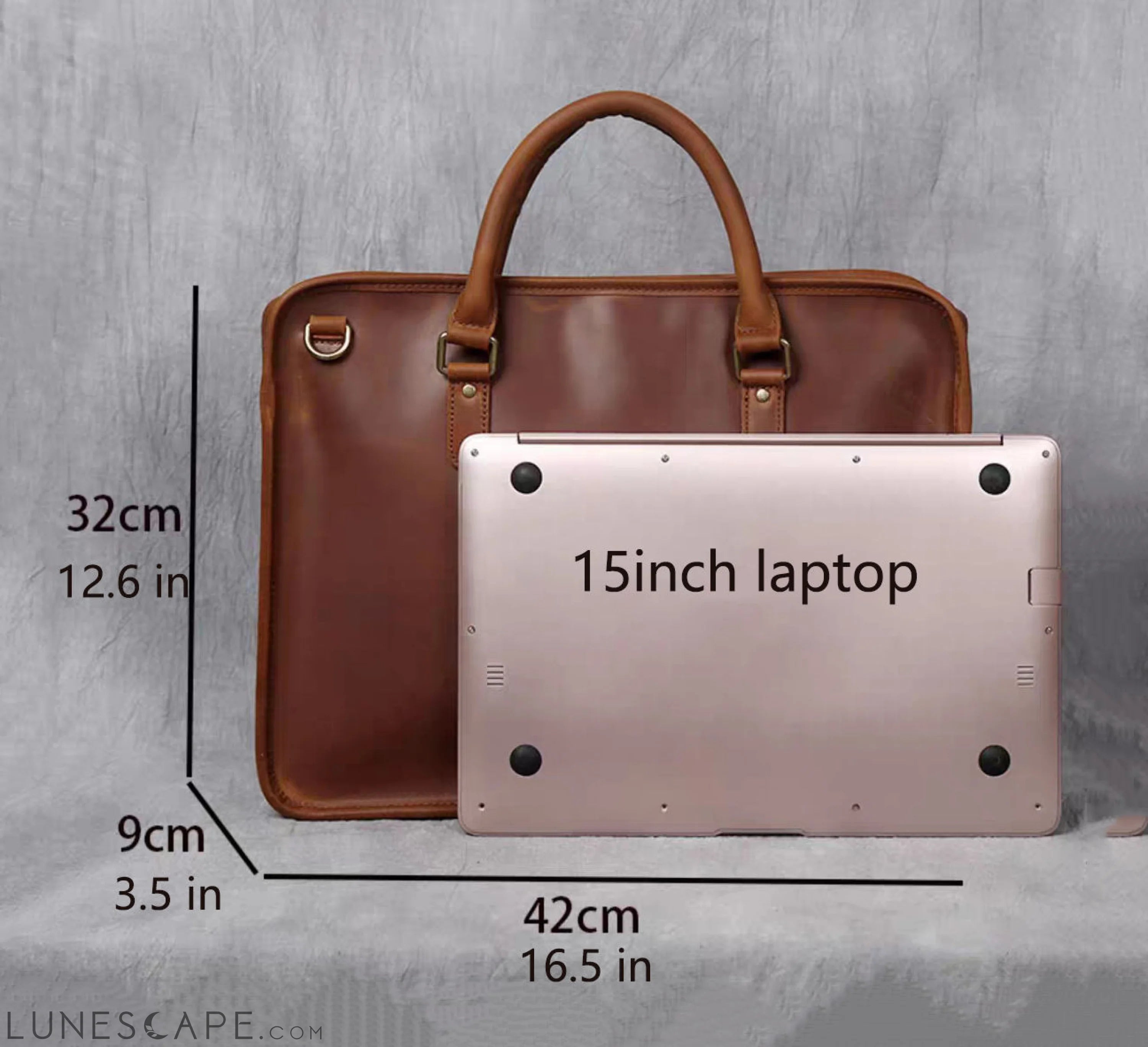 The Hemming Leather Laptop Bag | Vintage Leather Briefcase LUNESCAPE