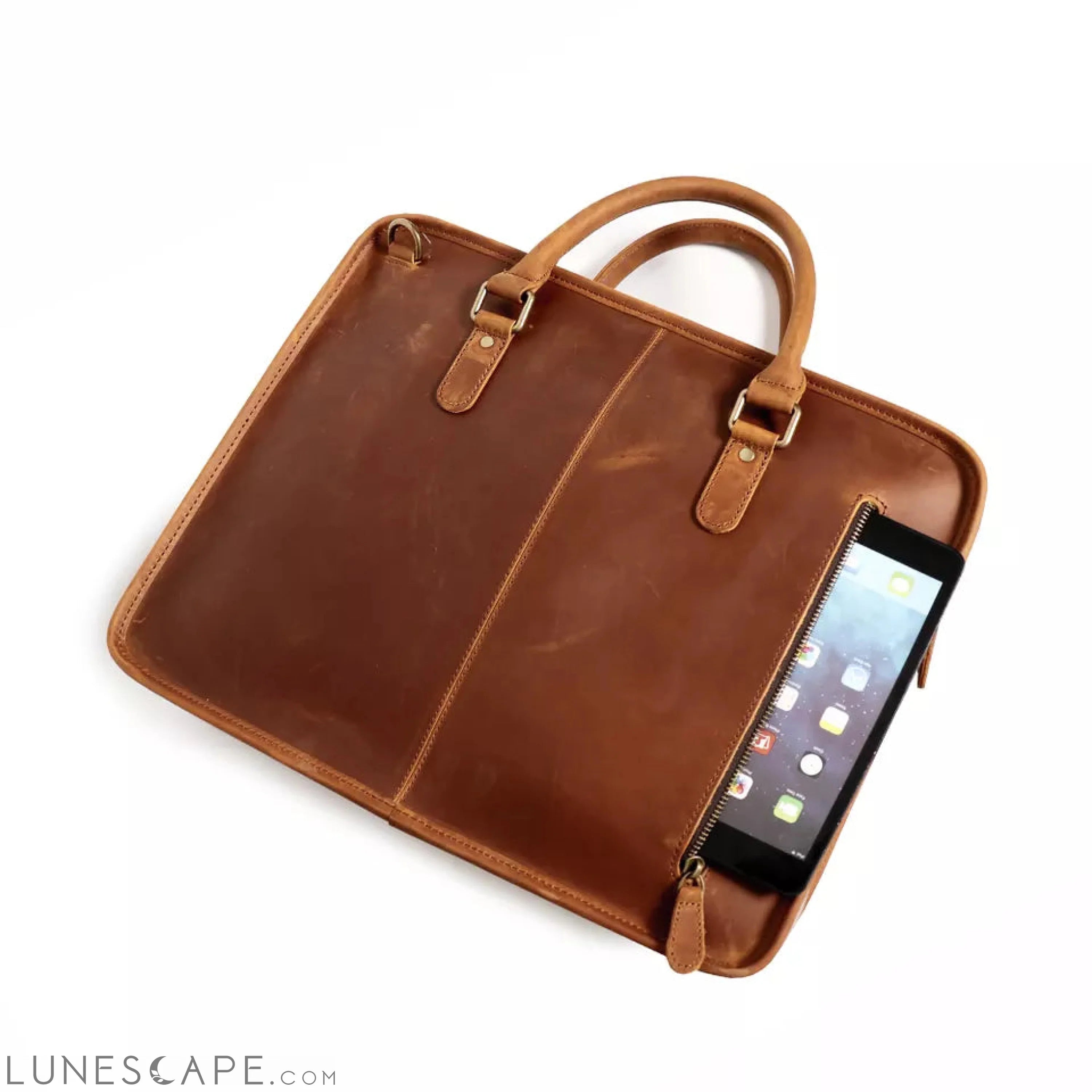 The Hemming Leather Laptop Bag | Vintage Leather Briefcase LUNESCAPE